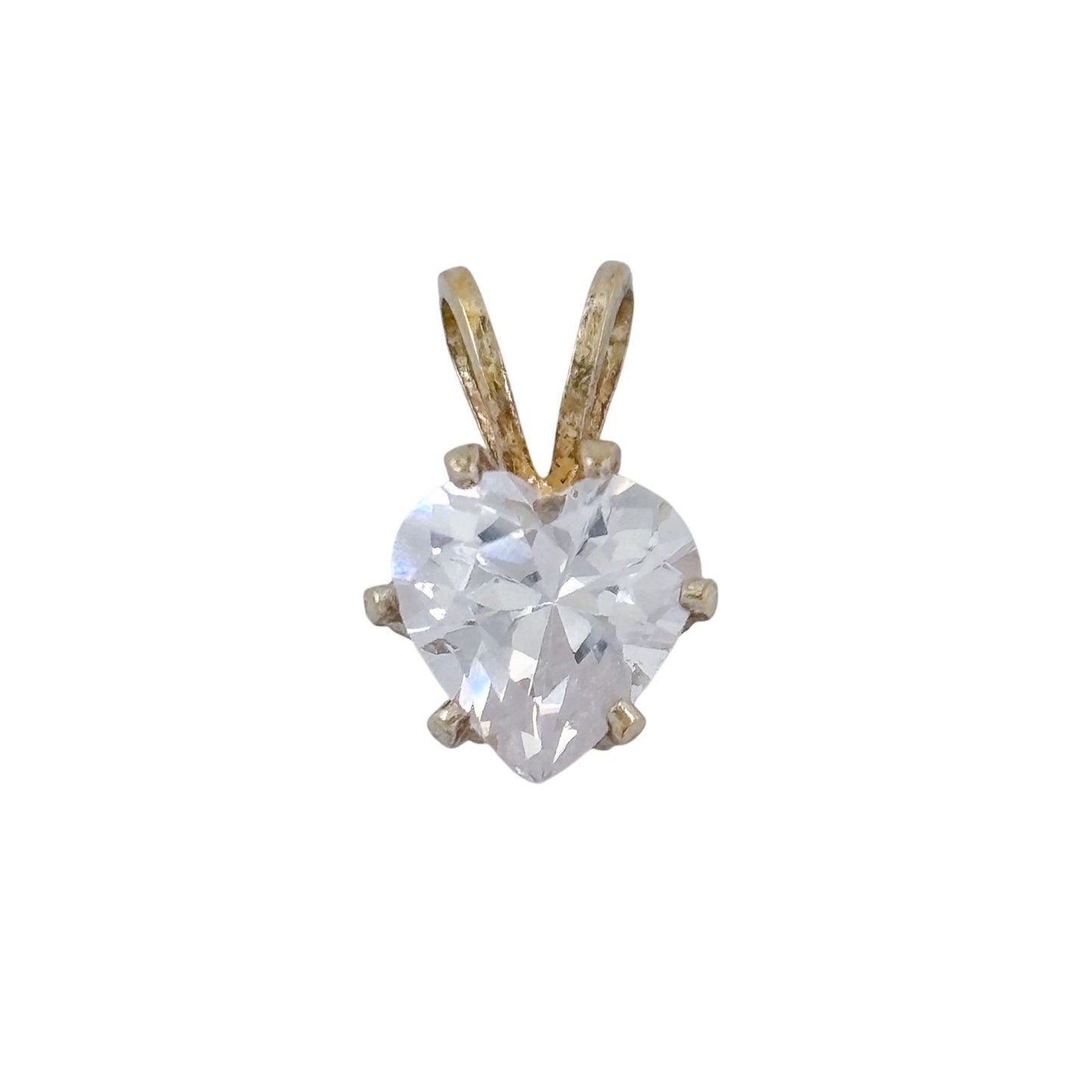 Vintage Gold Tone Sterling Silver 925 Cubic Zirconia Heart Pendant