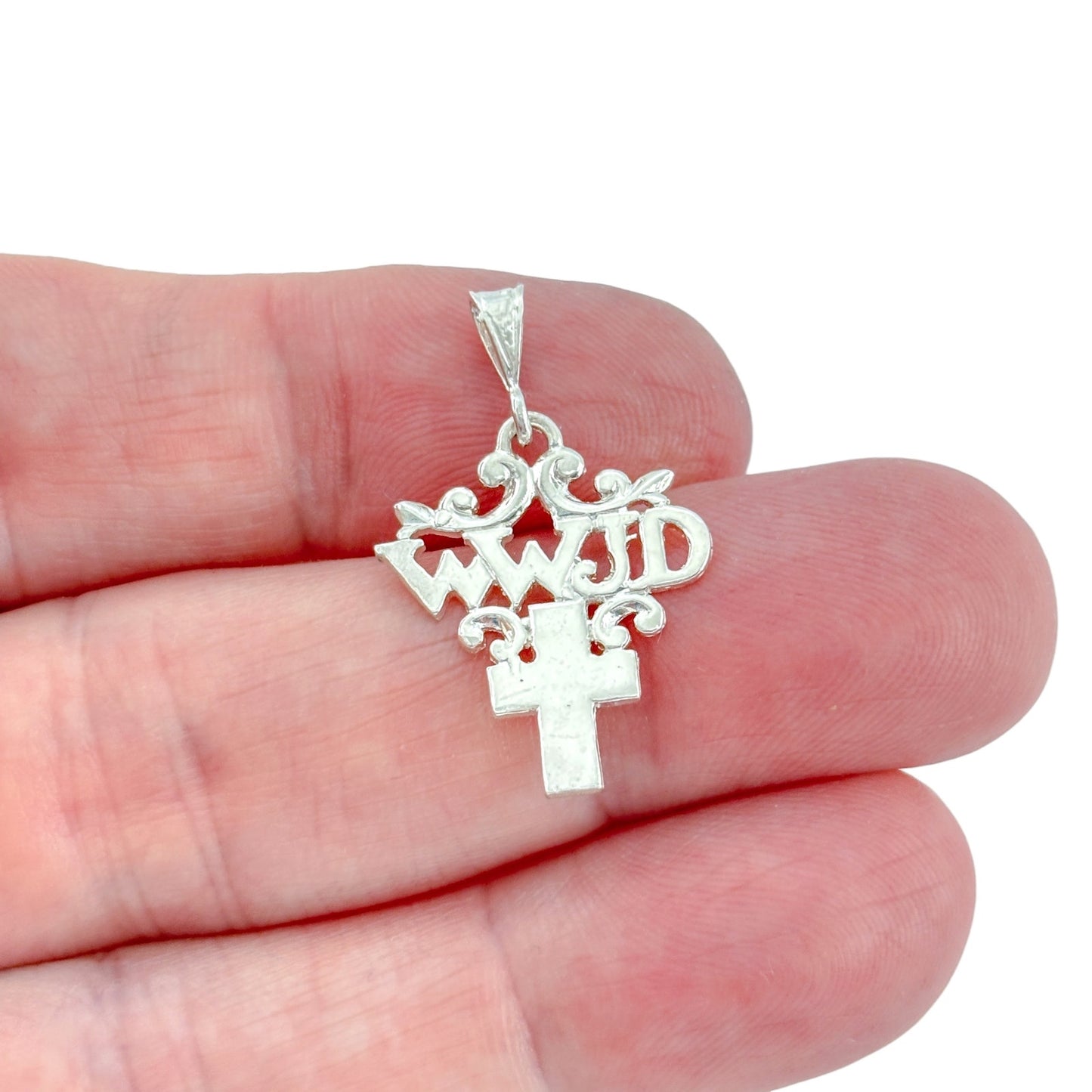 Vintage Sterling Silver 925 WWJD Cross Pendant