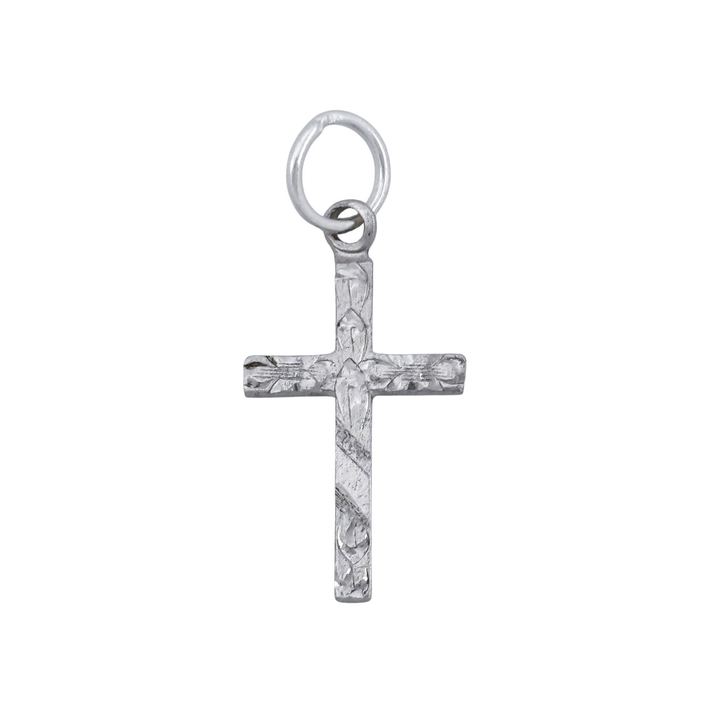 Vintage Sterling Silver 925 Diamond-Cut Cross Pendant