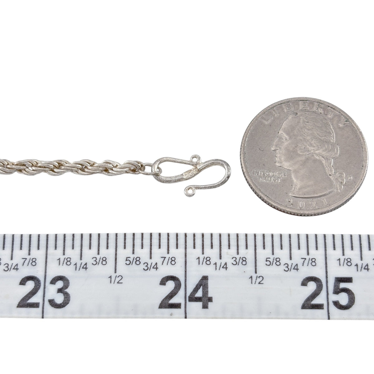 Vintage Sterling Silver 925 Twisted Rope Chain Necklace 24"