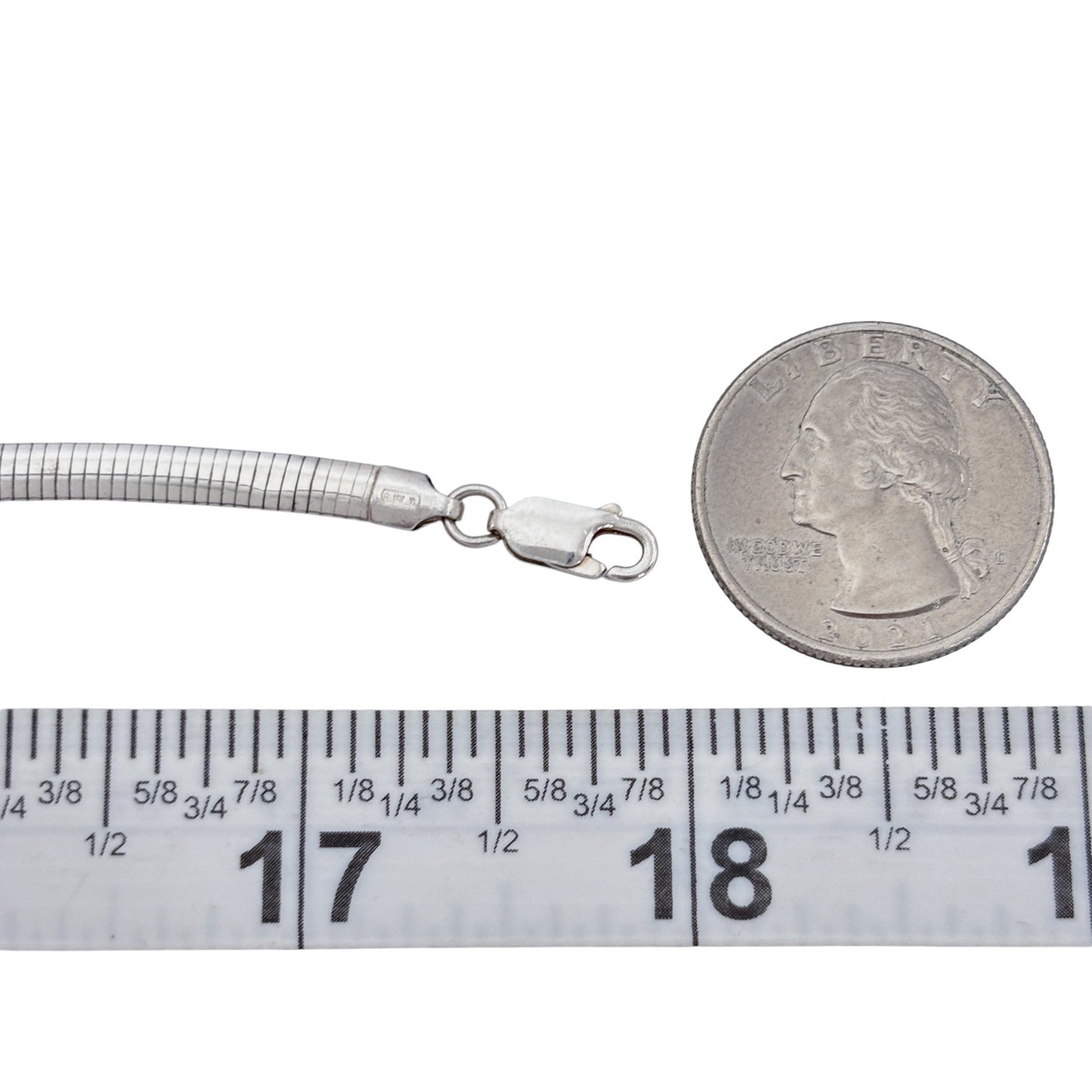 Vintage Sterling Silver 925 Flat Snake Chain Necklace 18"