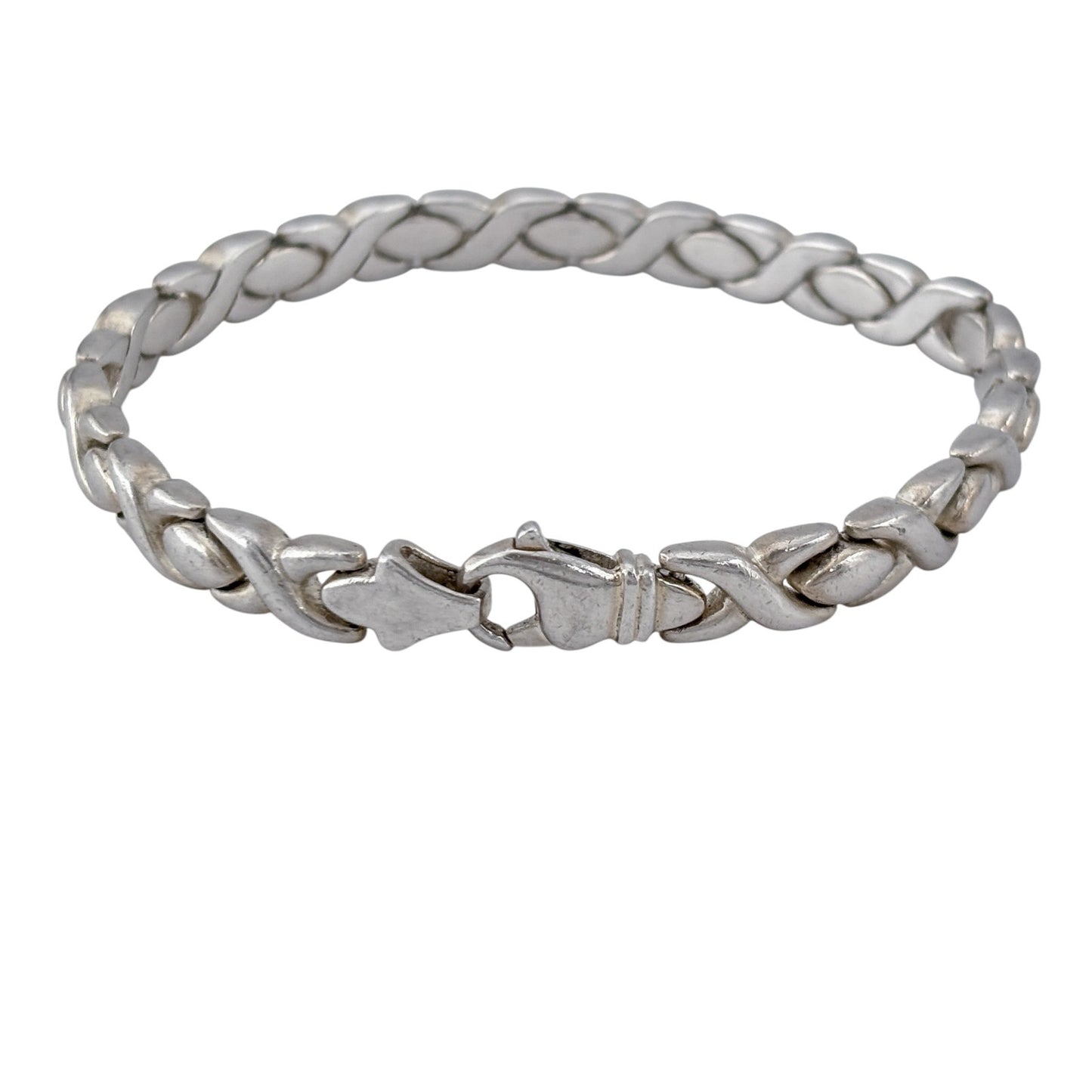 Vintage Sterling Silver 925 XO Link Bracelet 7.5"
