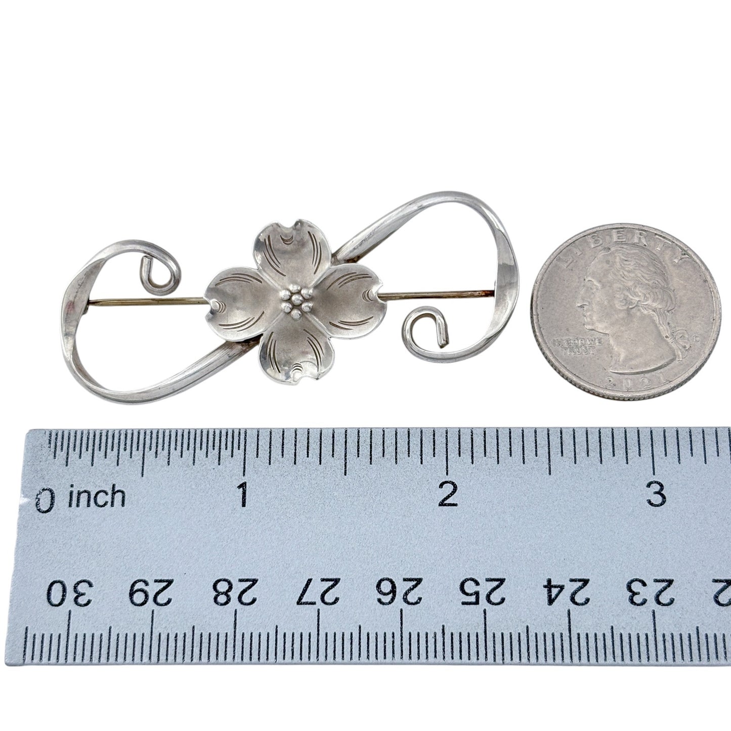 Vintage NYE Sterling Silver 925 Dogwood Flower Brooch