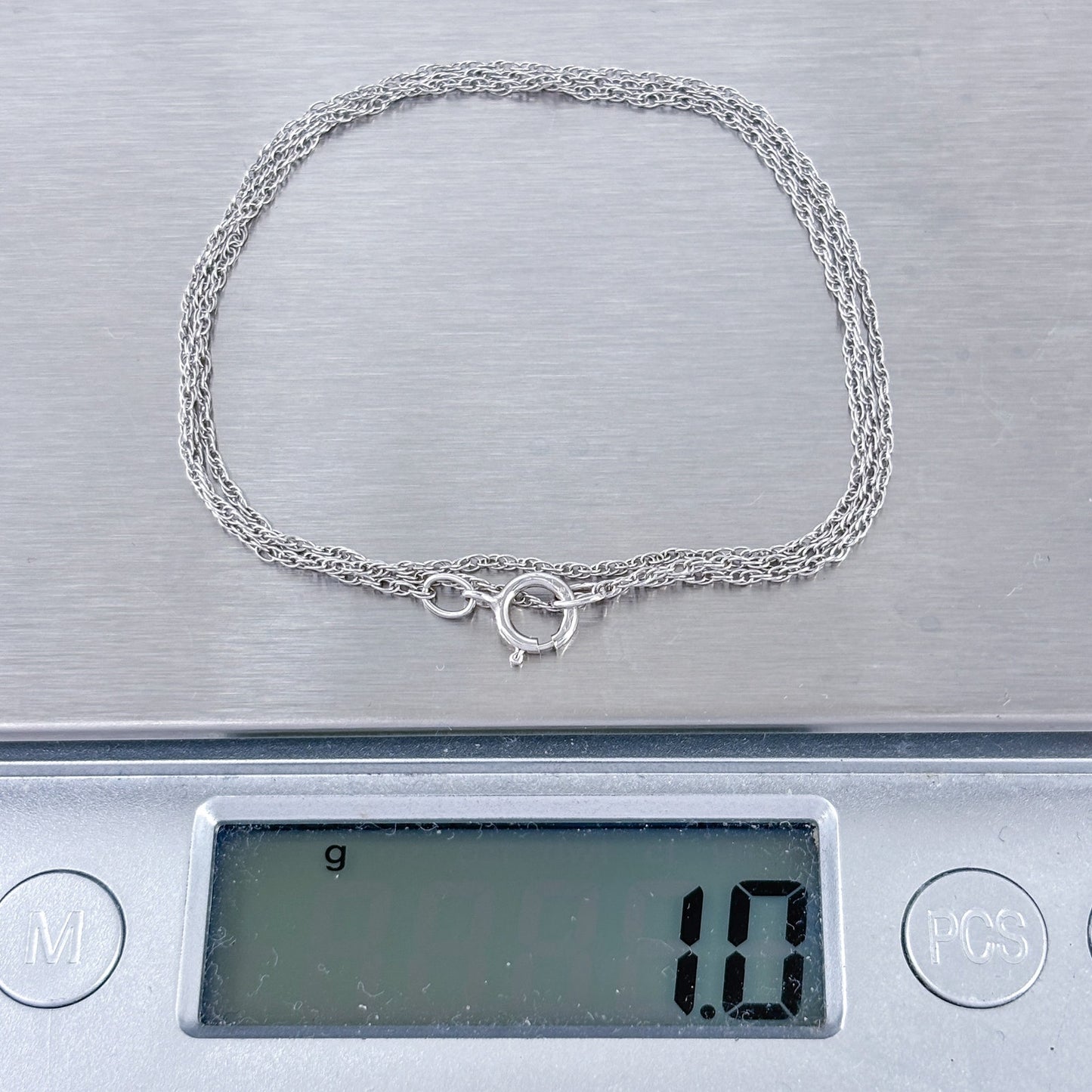 Estate Sterling Silver 925 1.1mm Rope Chain Necklace 18"