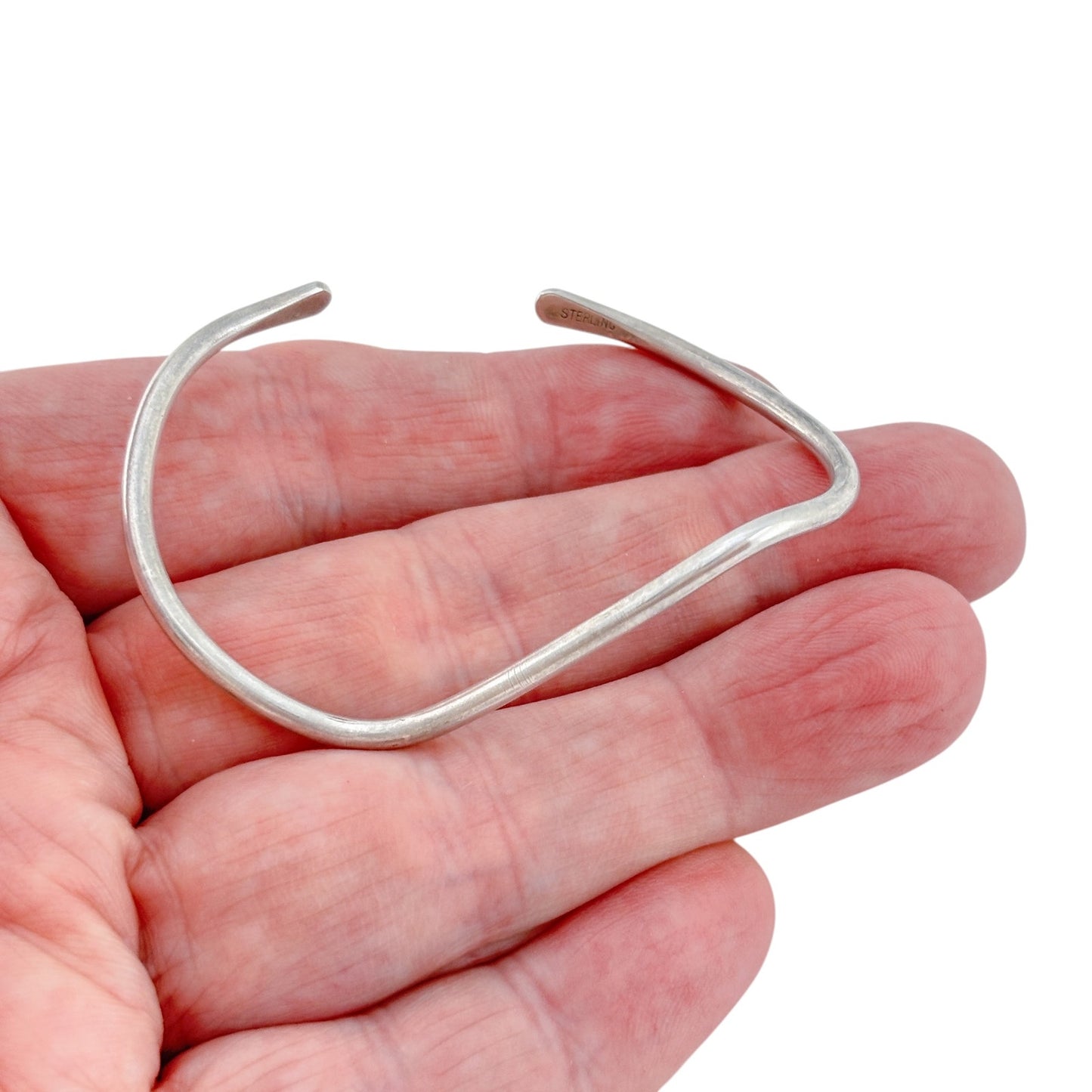 Vintage Sterling Silver 925 Wavy Cuff Bracelet 6"