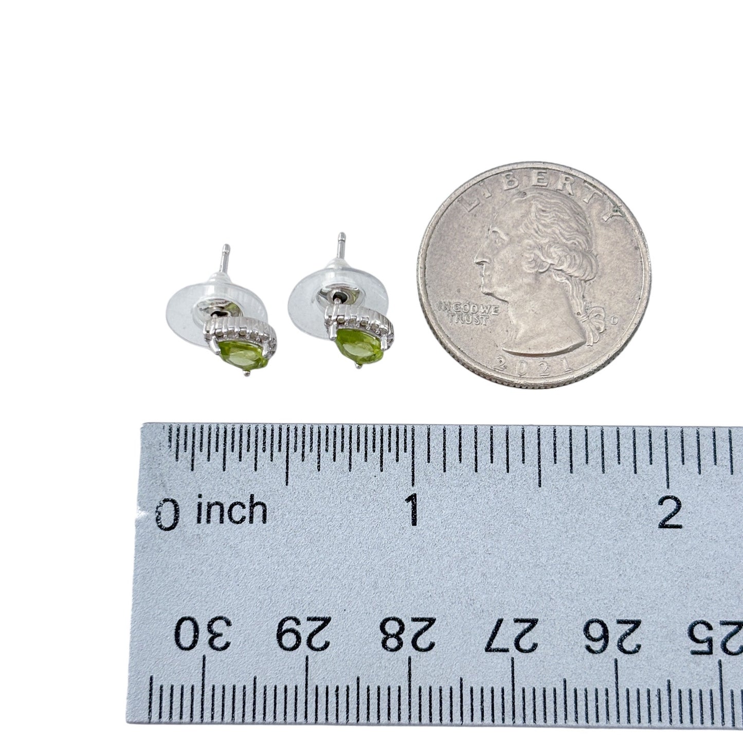 Vintage Sterling Silver 925 Peridot Teardrop Stud Earrings