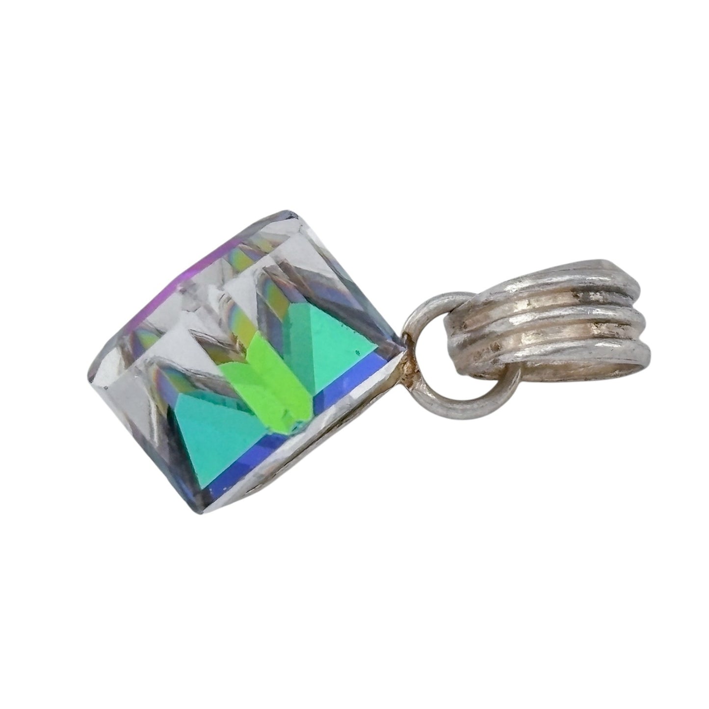 Vintage Sterling Silver 925 Rainbow Crystal Pendant