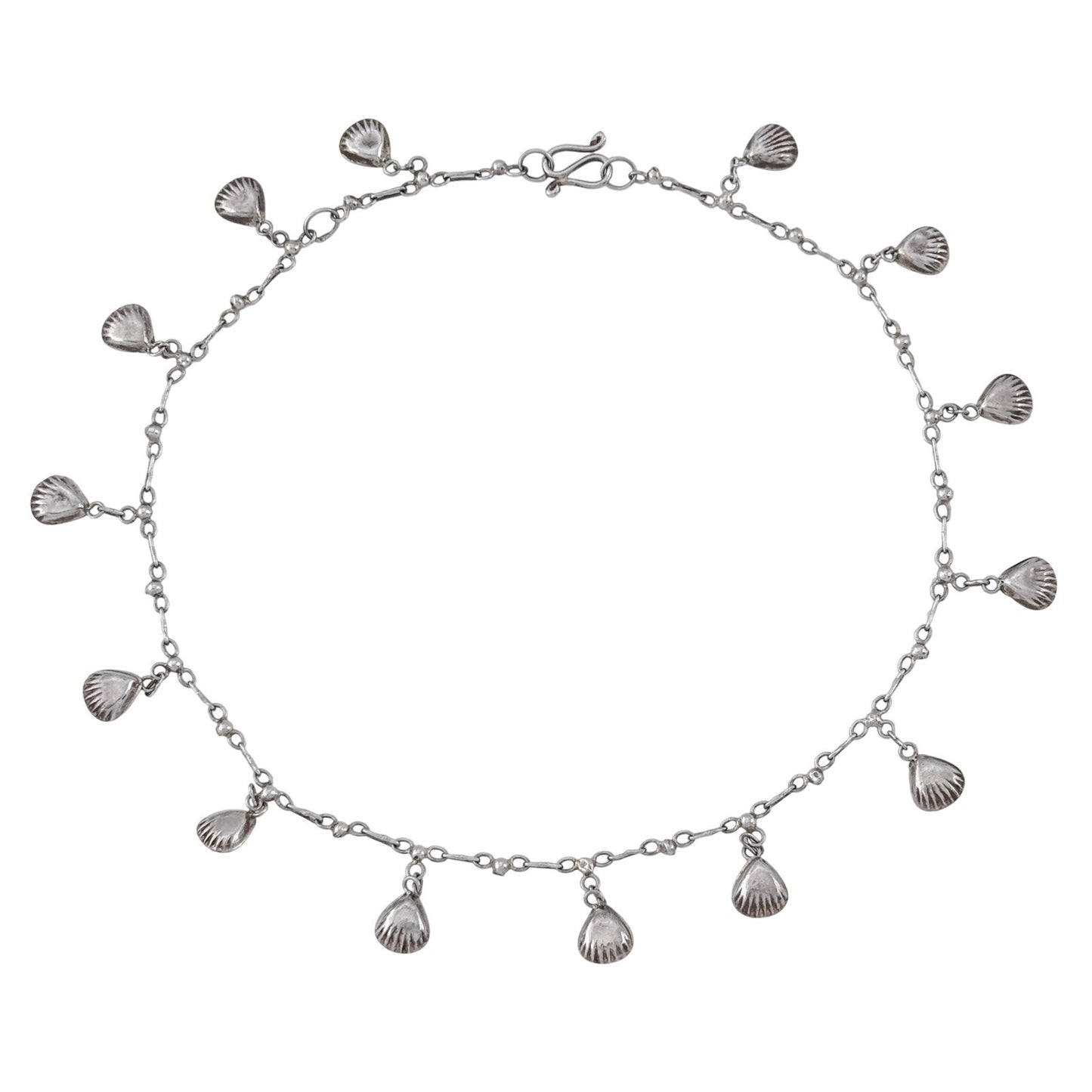 Vintage Sterling Silver 925 Shell Charm Anklet 9.5"