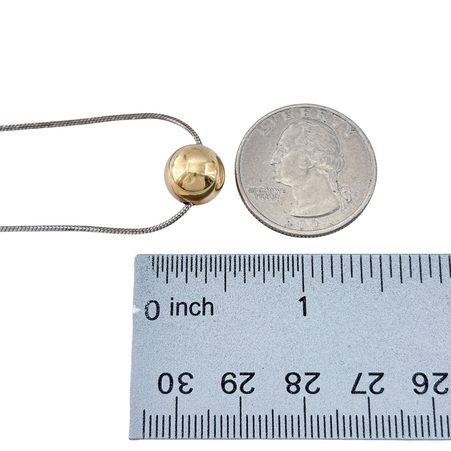 Vintage Sterling Silver 925 Gold-Tone Ball Pendant Necklace 16"