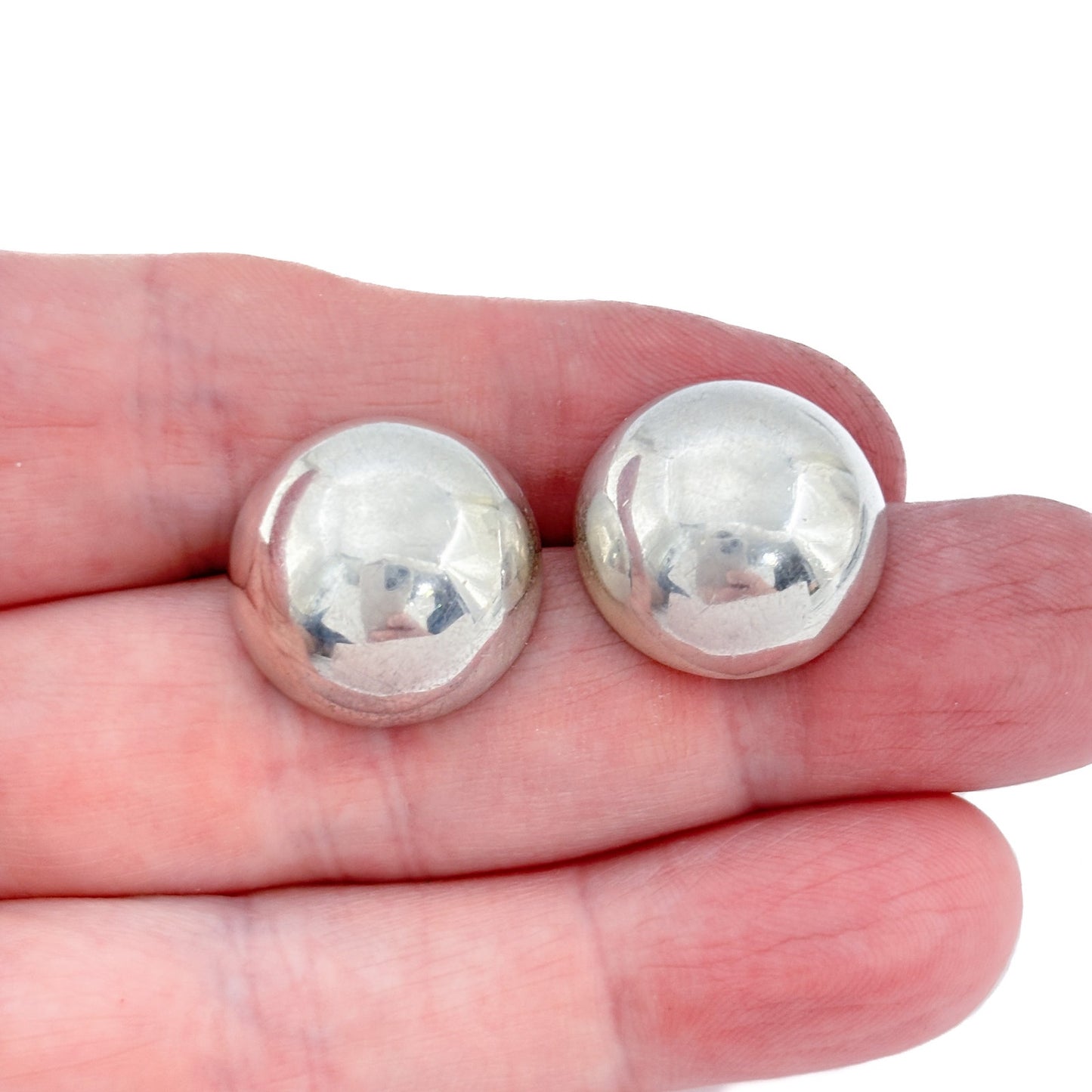 Vintage Sterling Silver 925 Dome Post Earrings