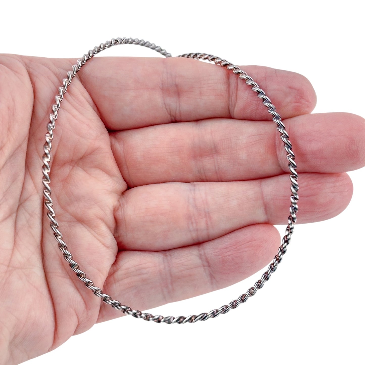 Vintage Italian Sterling Silver 925 Twisted Chain Necklace 16"-18"