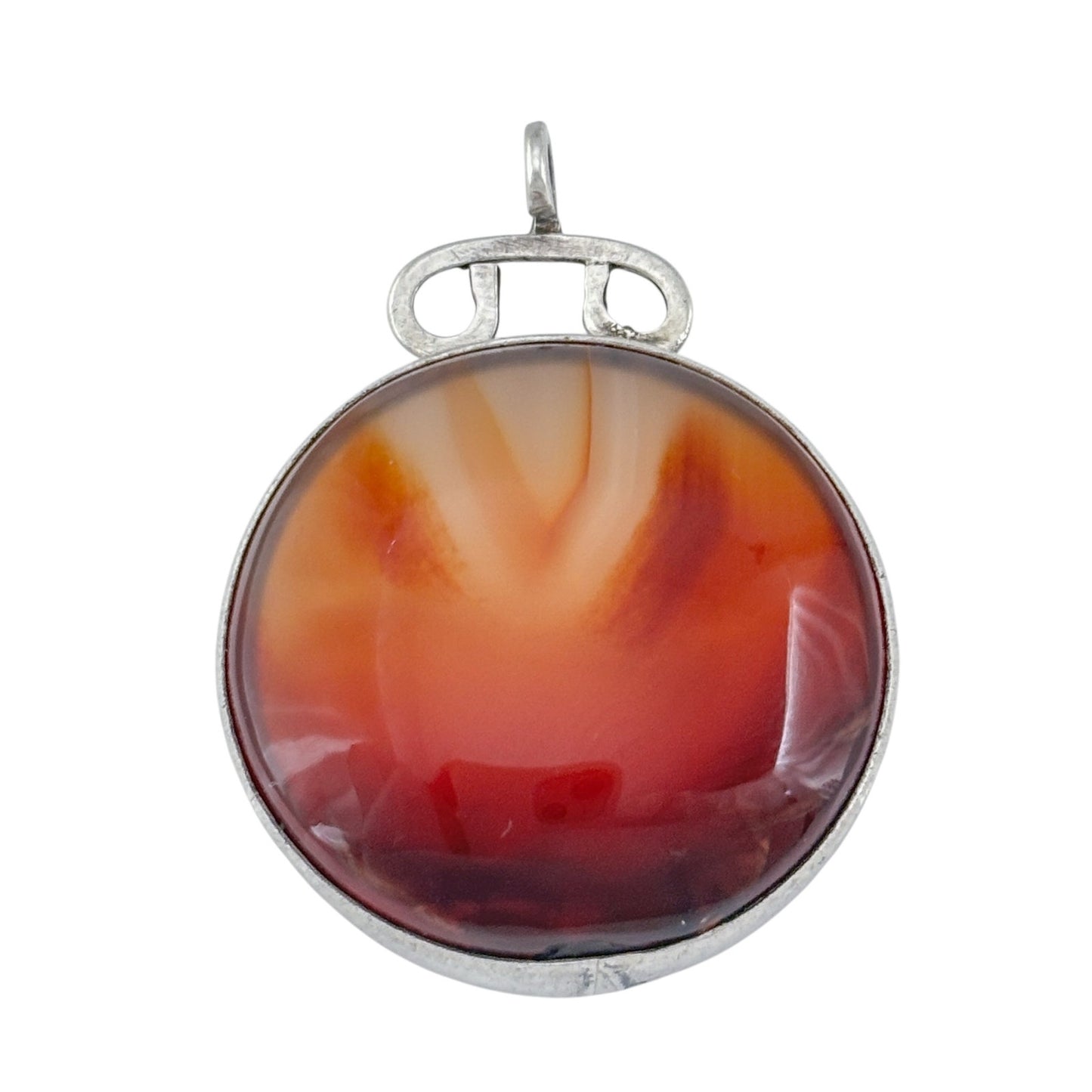 Vintage Sterling Silver 925 Banded Agate Pendant