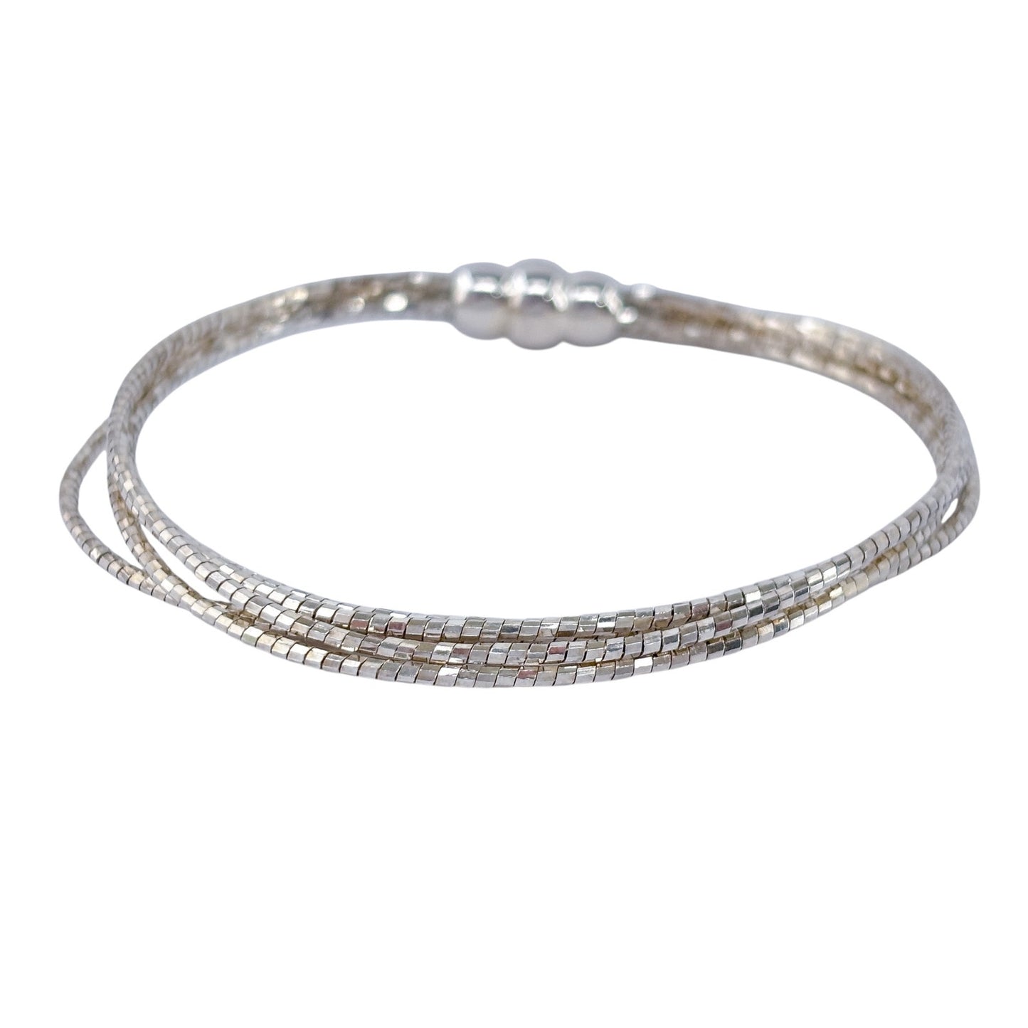 Estate Italy Dyadema Sterling Silver 925 5-Strand Bead Chain Bracelet 6.75"