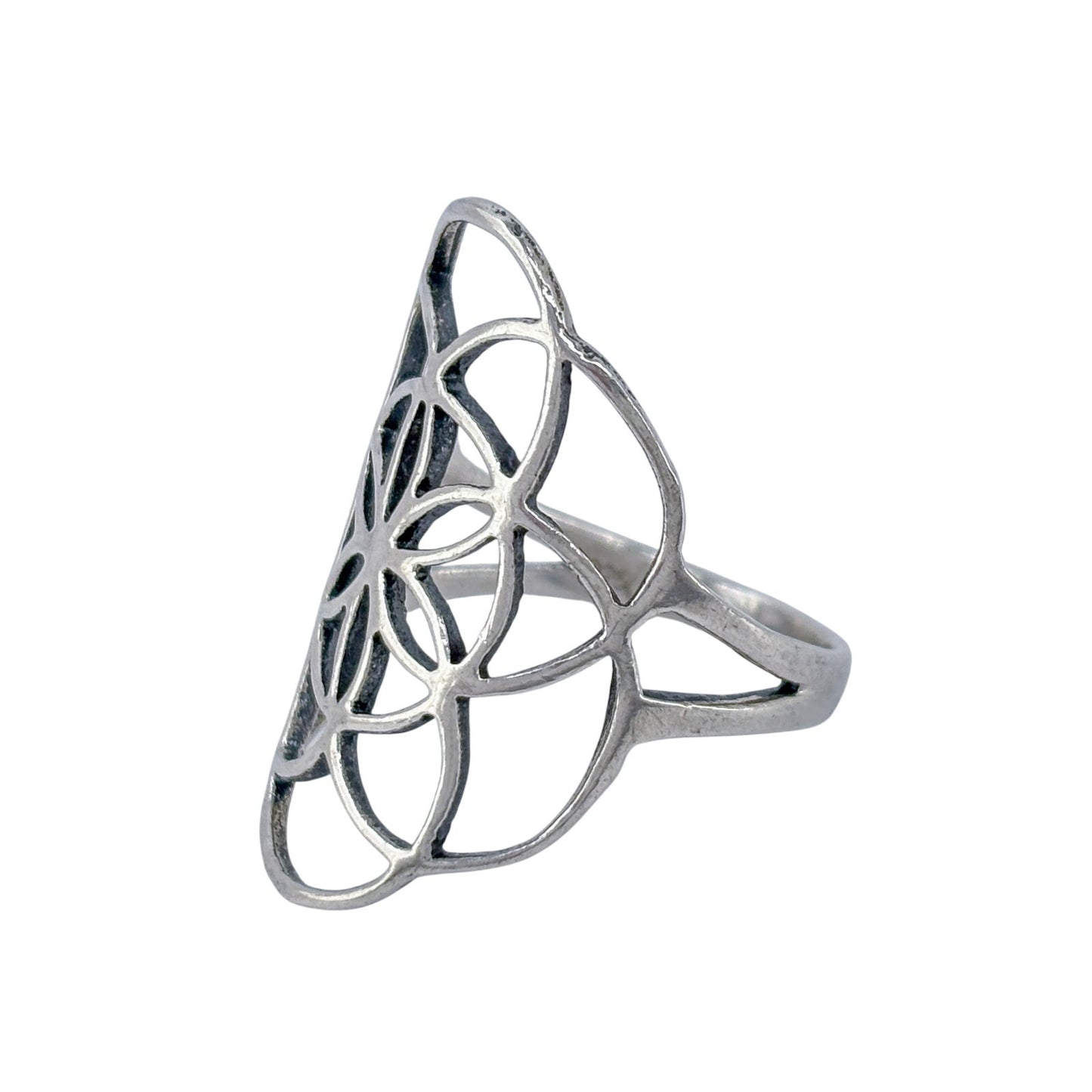 Vintage Sterling Silver 925 Mandala Flower Ring Size 7