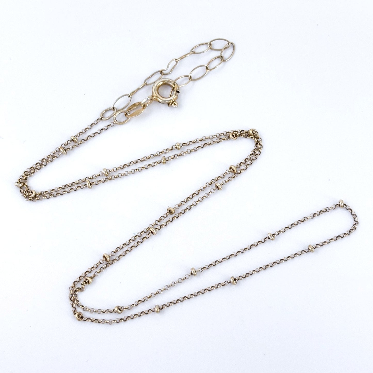 Vintage Gold-Tone Sterling Silver Station Chain Necklace Adjustable 17”-18.5”