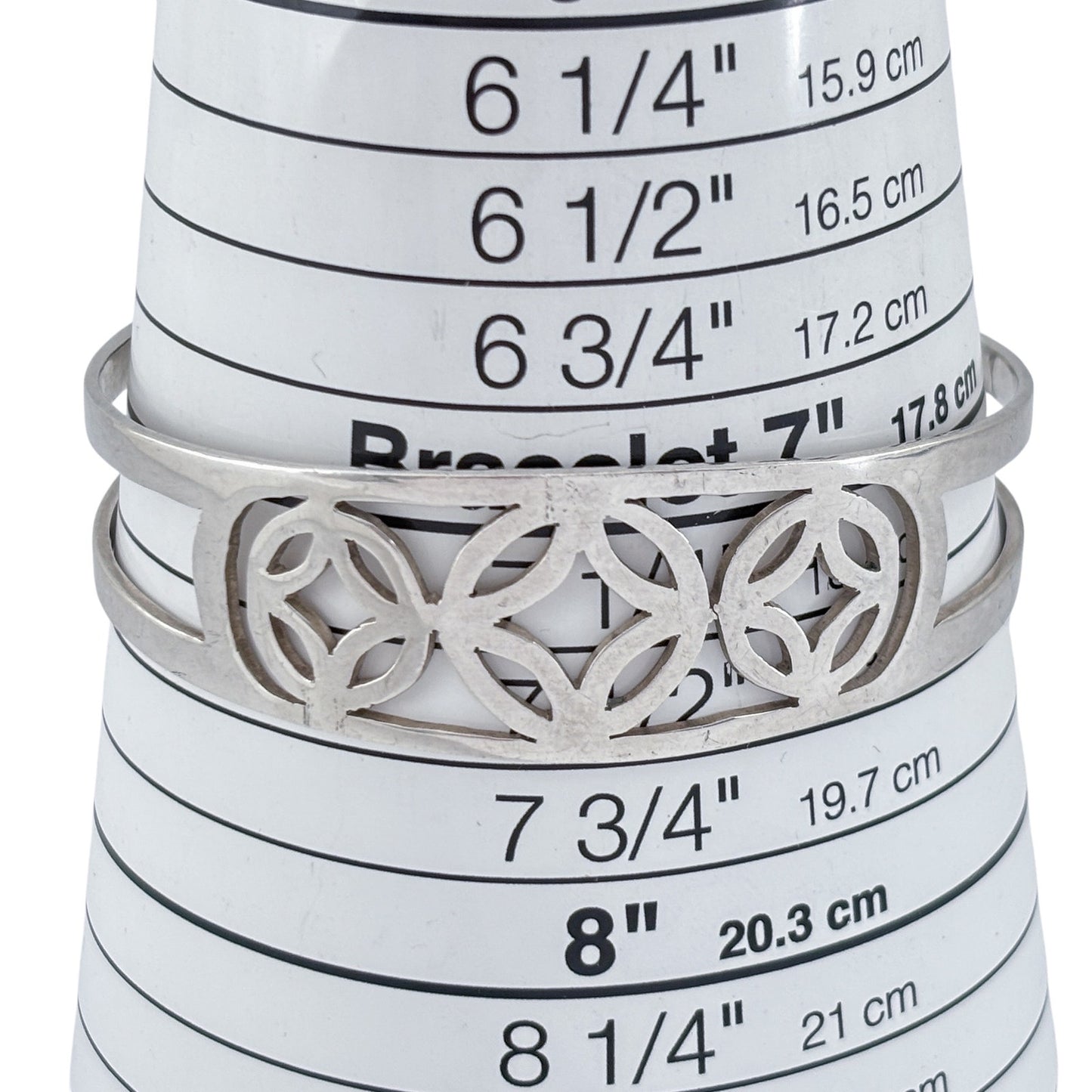 Vintage Sterling Silver 925 Openwork Cuff Bracelet 7.25"