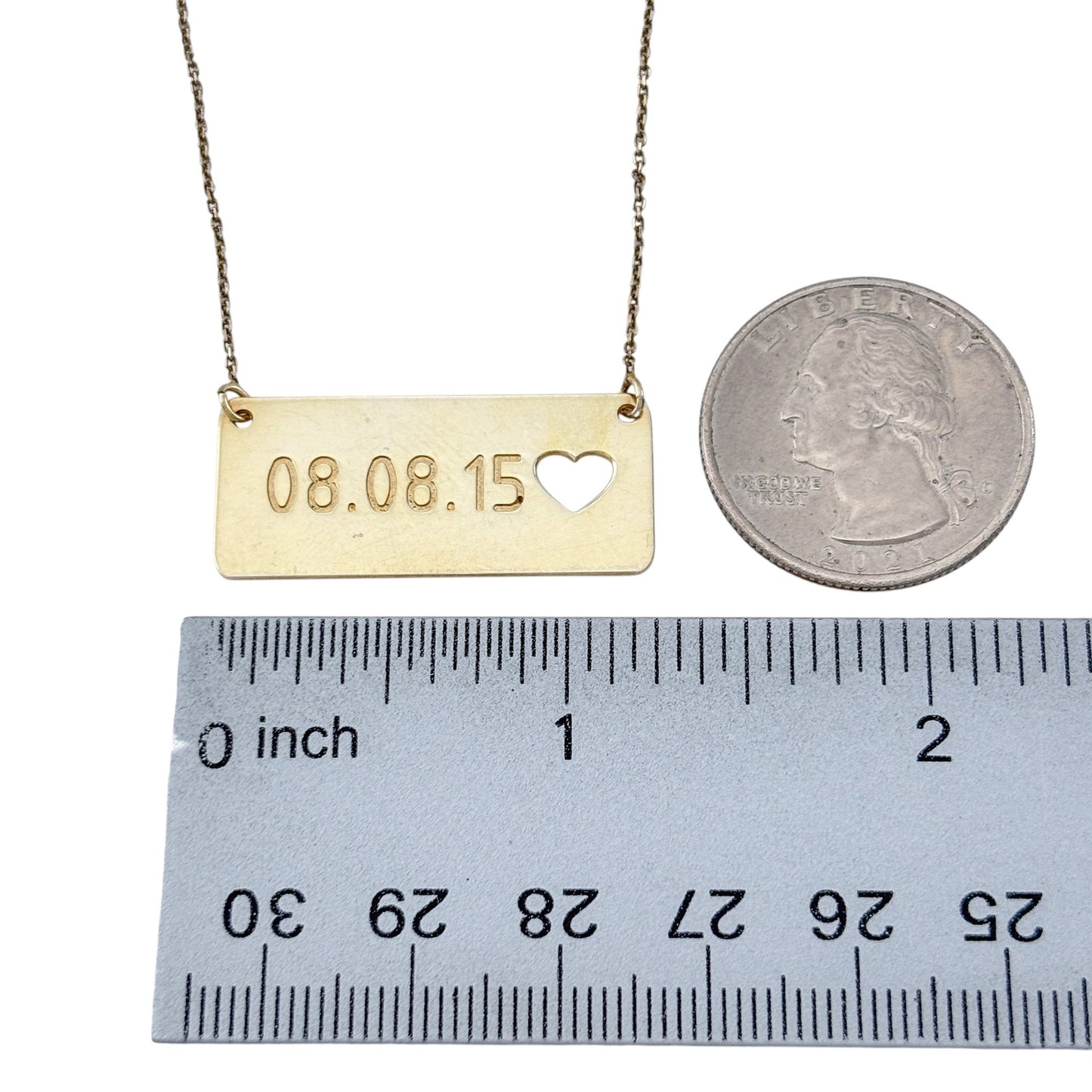 Vintage Sterling Silver 925 Date Bar Necklace 08.08.15 17"