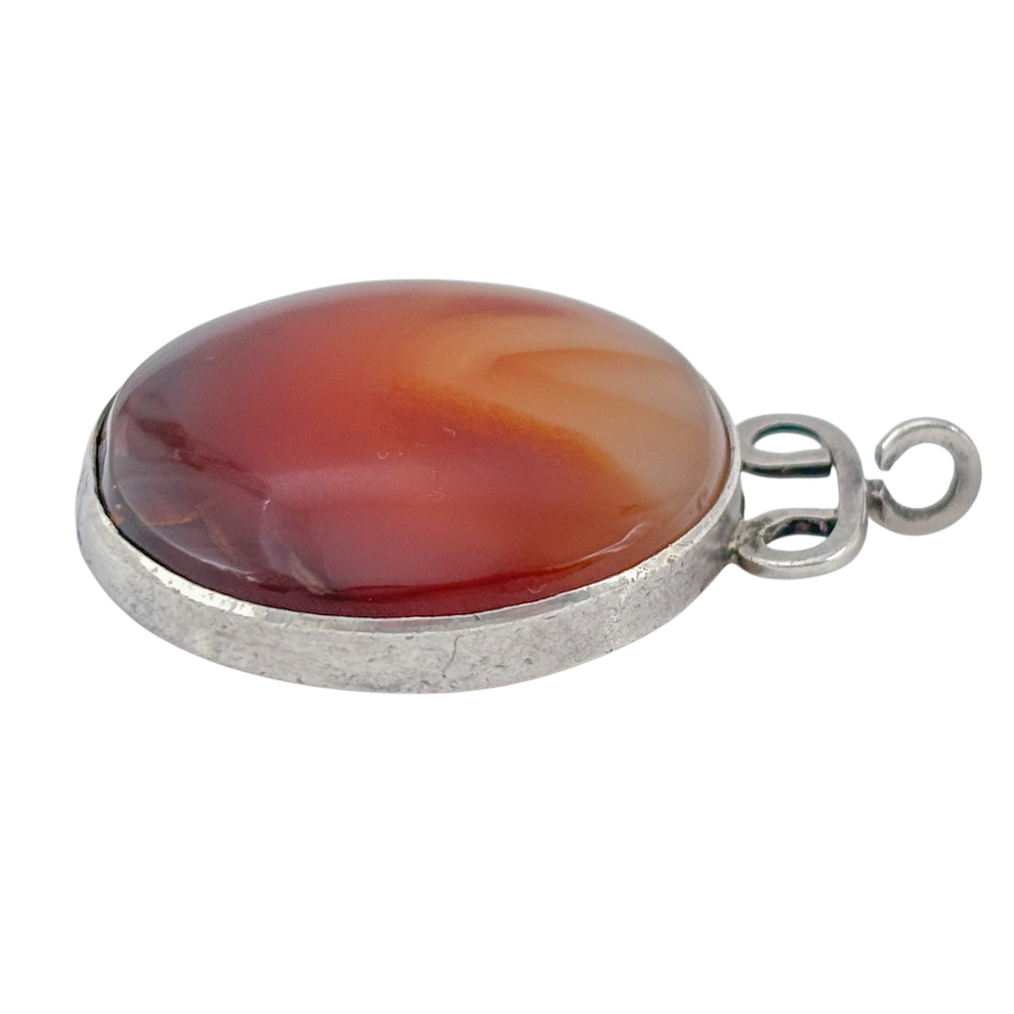 Vintage Sterling Silver 925 Banded Agate Pendant