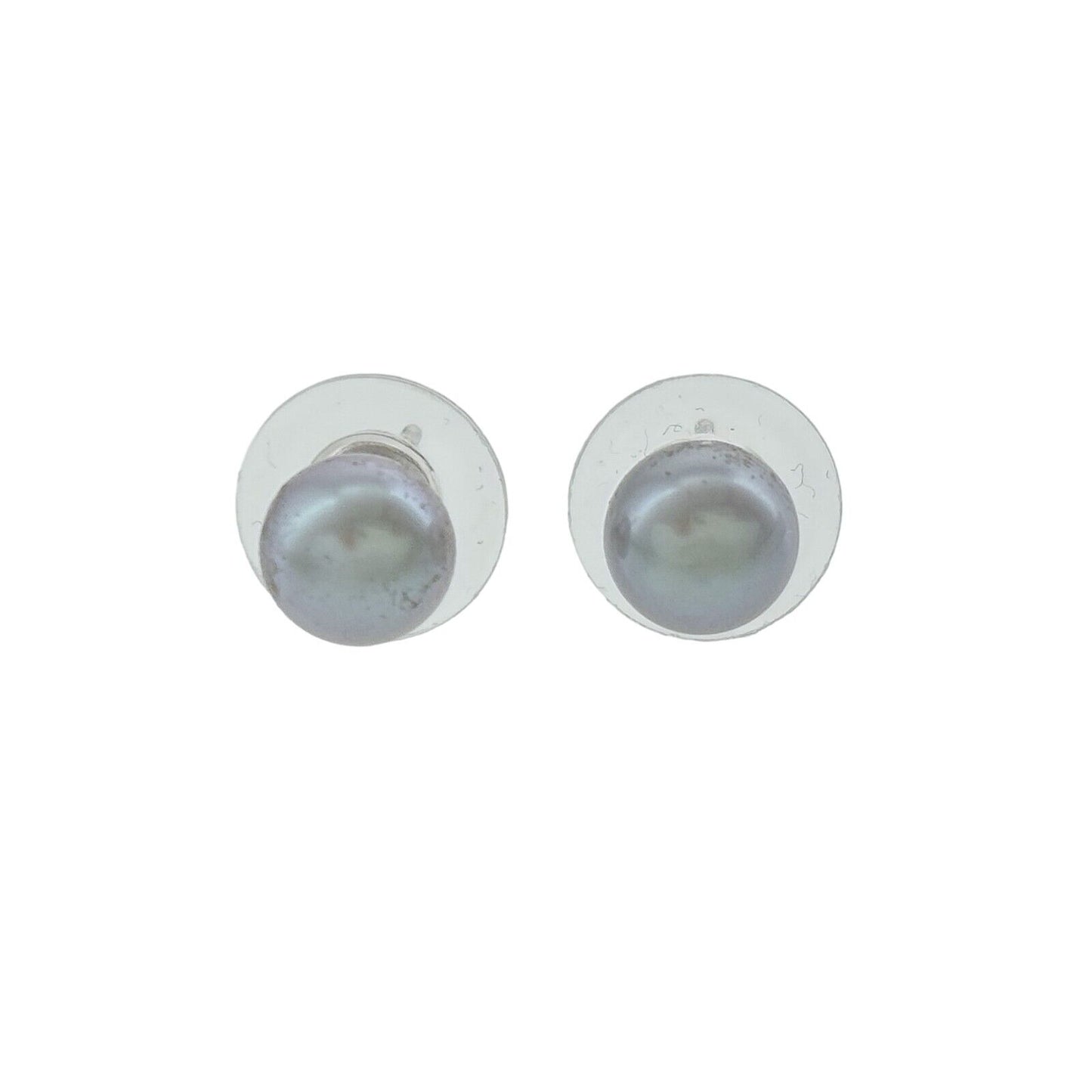 Vintage Sterling Silver 925 Gray Imitation Pearl Stud Earrings