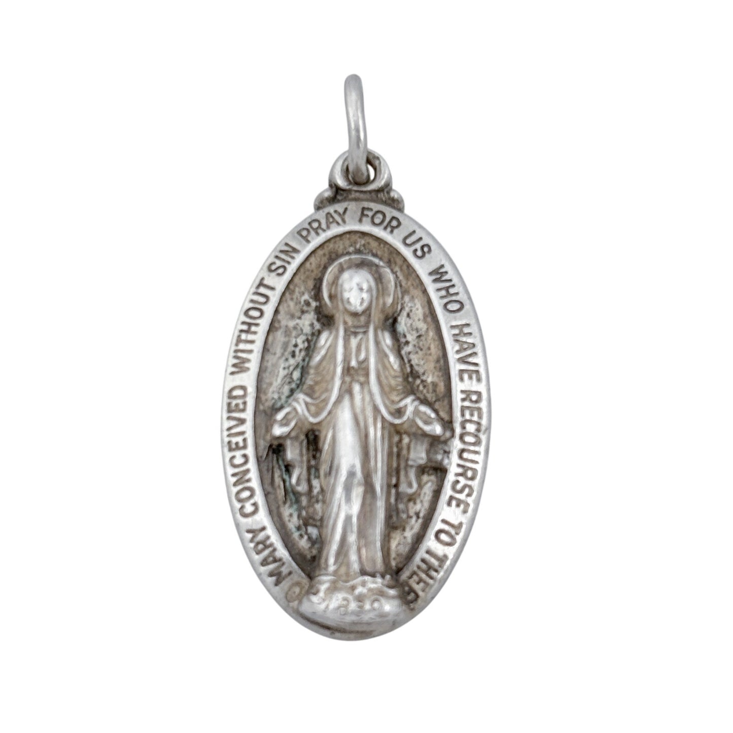 Vintage Sterling Silver 925 The Virgin Mary Miraculous Medal Pendant