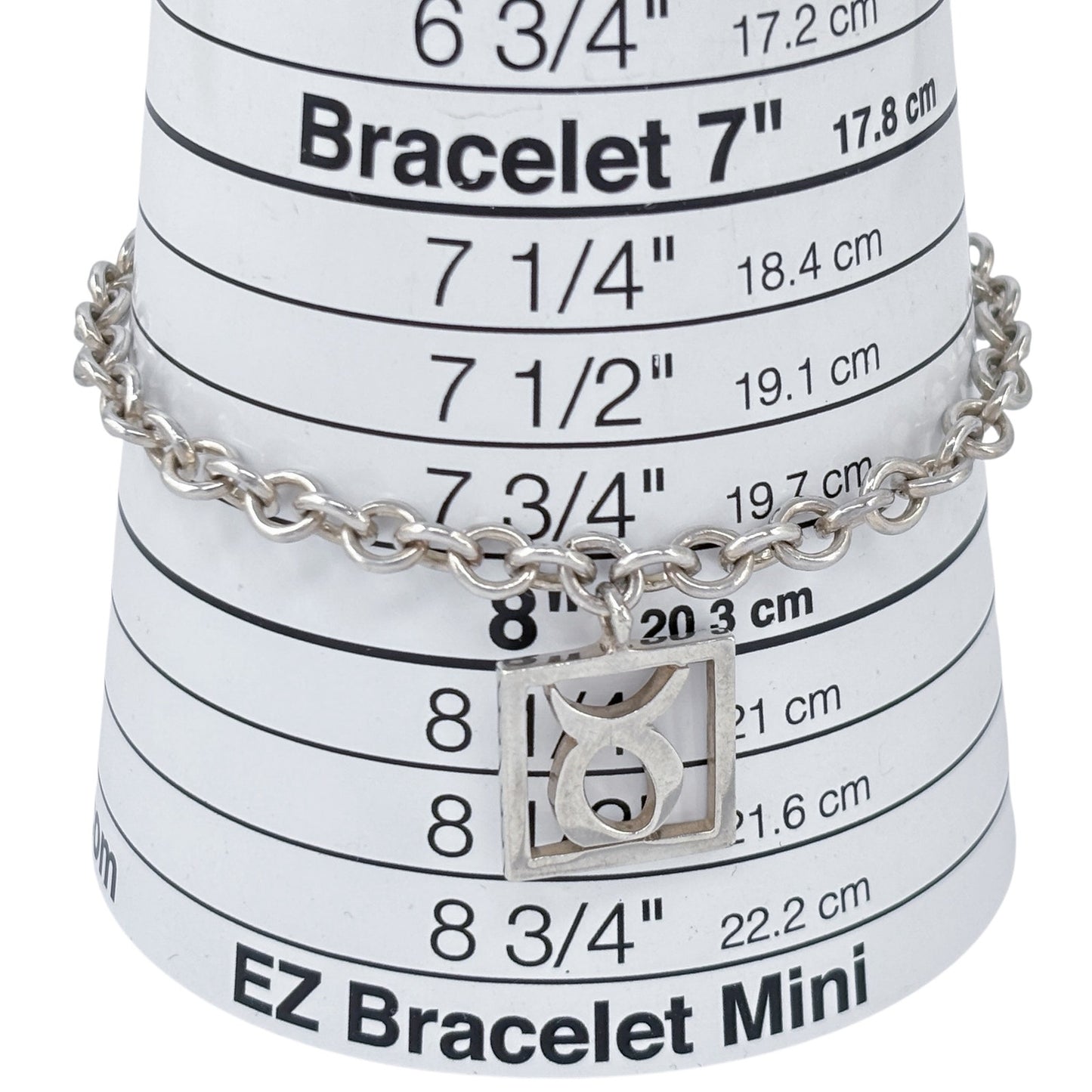 Vintage Sterling Silver 925 Taurus Zodiac Charm Bracelet 8"