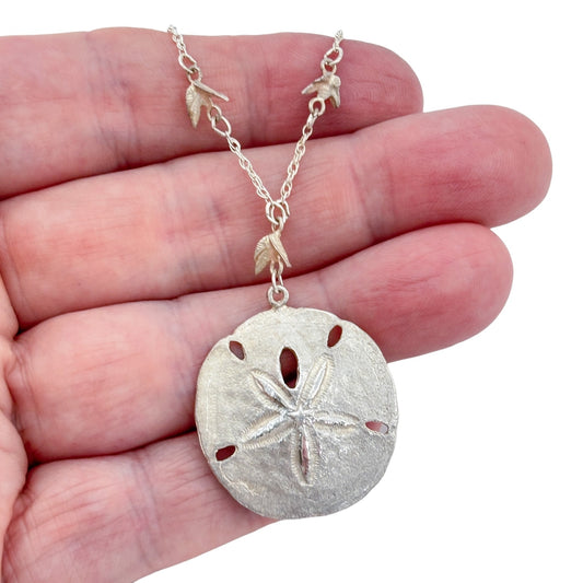 Vintage J & C Ferrara Co Inc Sterling Silver 925 Sand Dollar Bird Necklace 19"