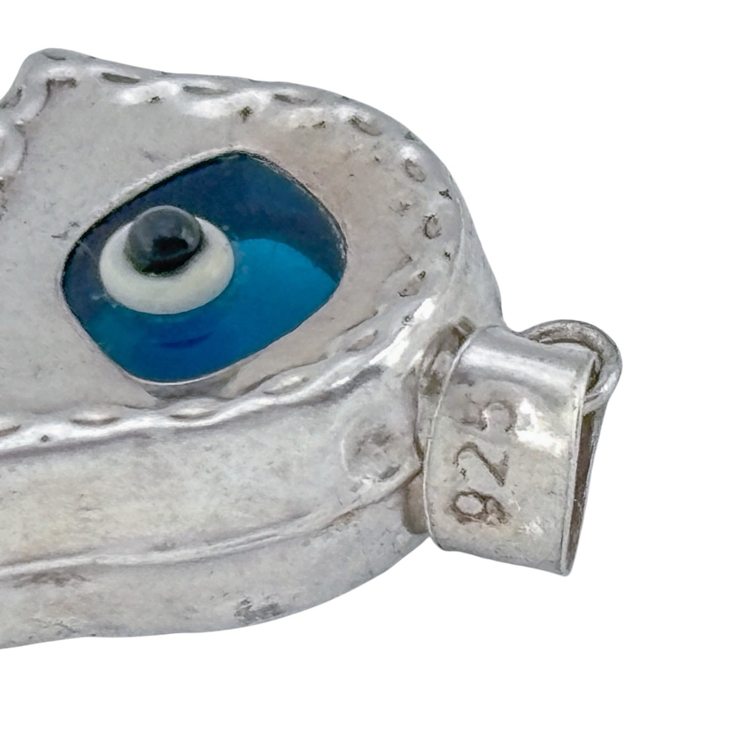 Vintage Sterling Silver 925 Hamsa Evil Eye Pendant