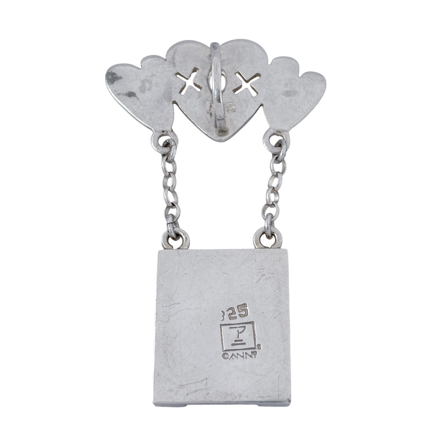 Vintage Sterling Silver 925 XOX Heart Charm Picture Holder