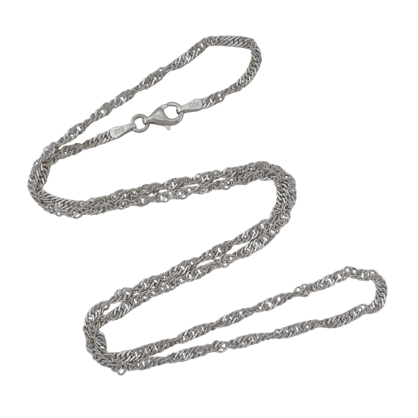 Vintage Italian Sterling Silver 925 Singapore Link Chain Necklace 19.5"