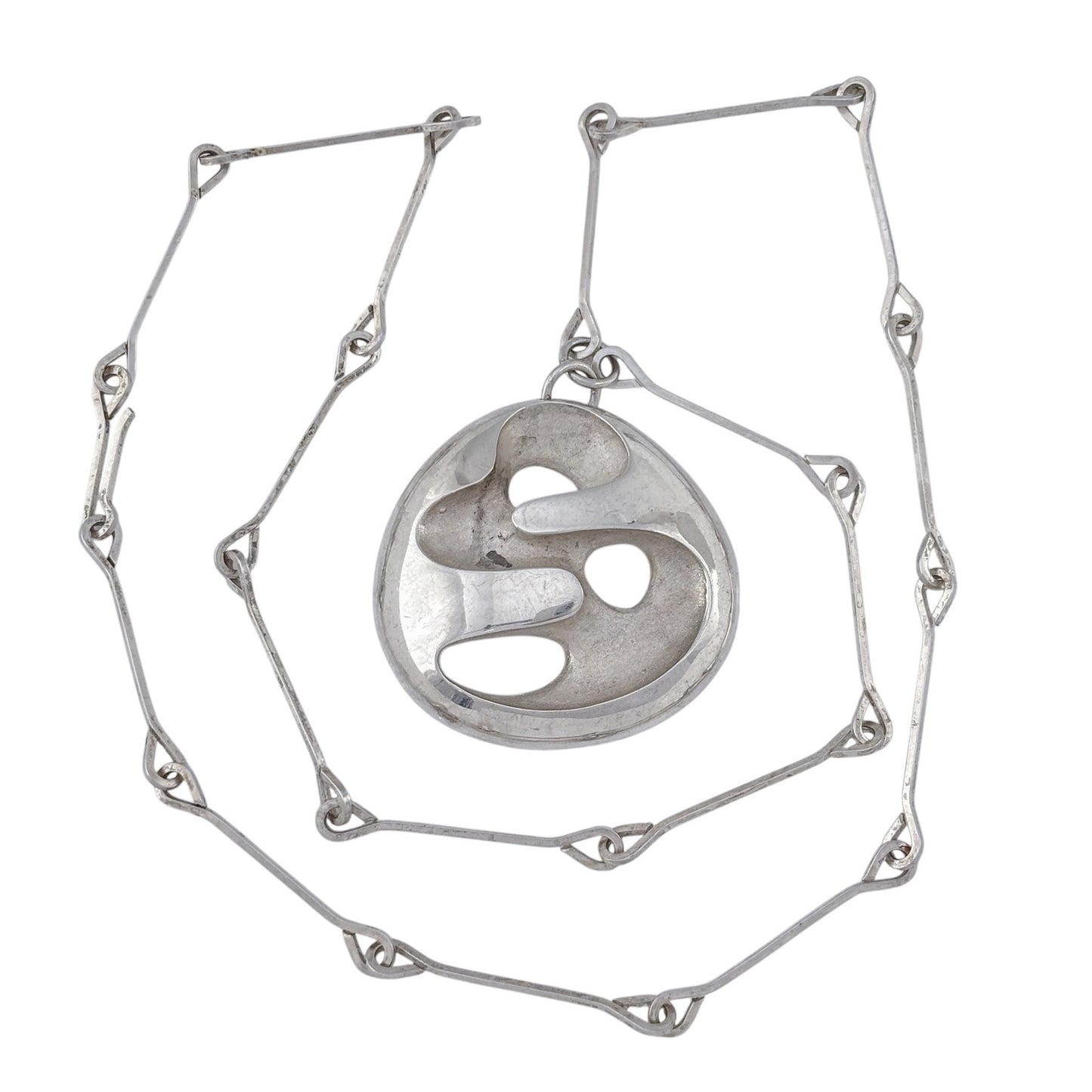 Vintage Sterling Silver 925 Abstract Pendant Necklace 24"
