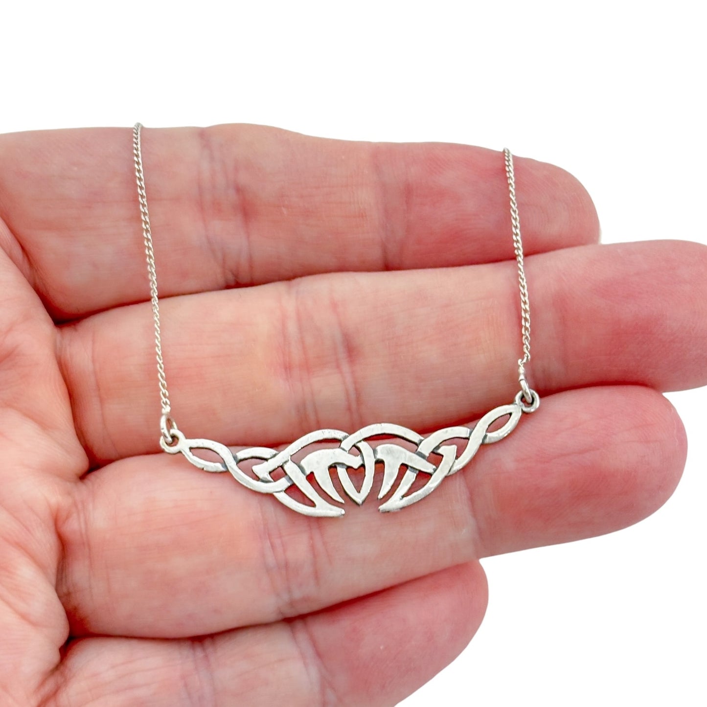 Vintage Sterling Silver 925 Celtic Knot Pendant Necklace 19"