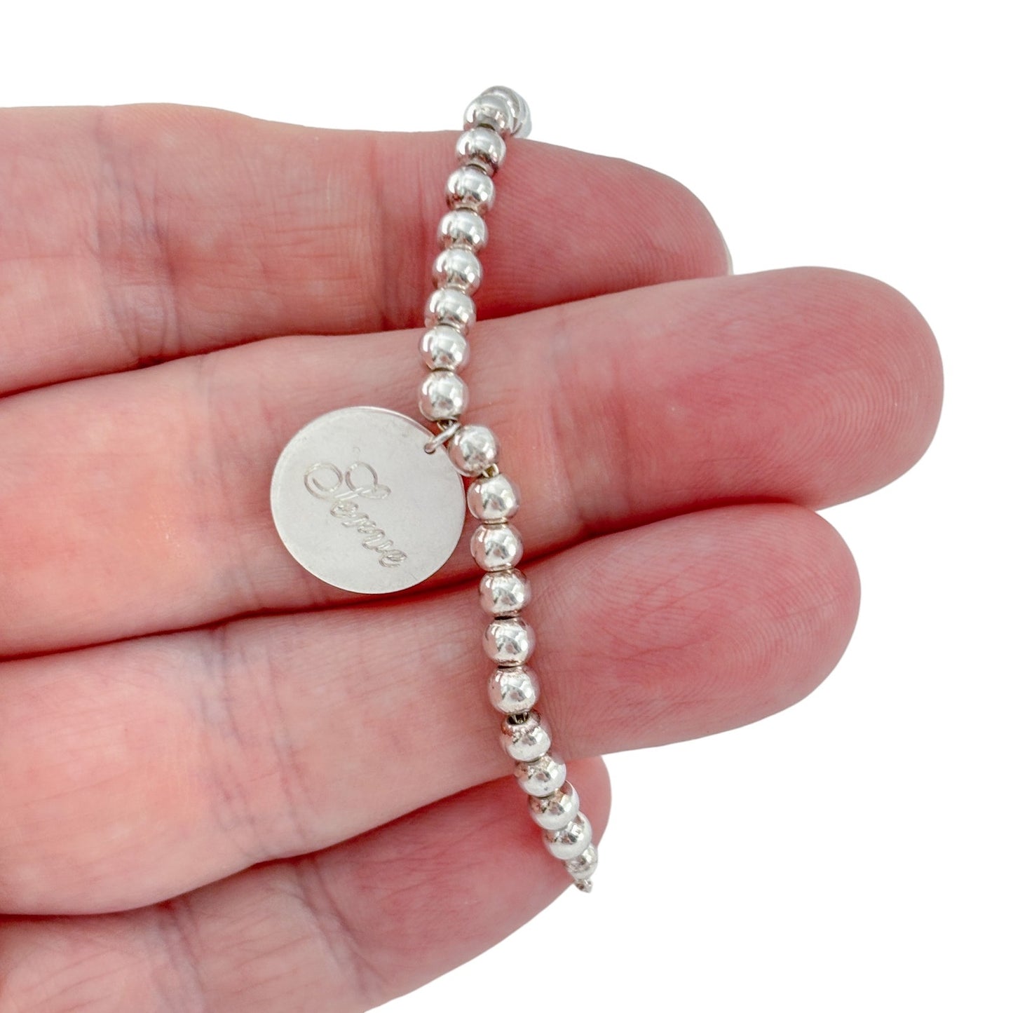 Vintage Sterling Silver 925 Serve Create Bead Bracelet Up To 8.5" Adjustable