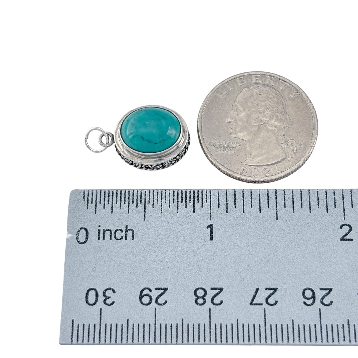 Vintage Sterling Silver 925 Turquoise Pendant