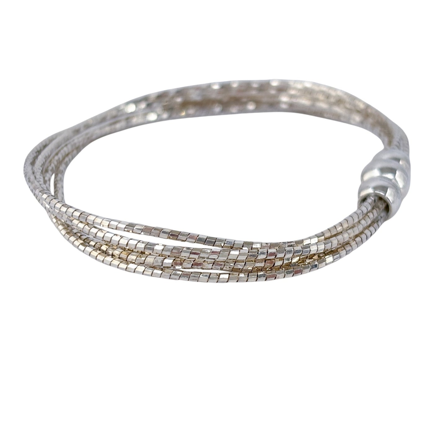 Estate Italy Dyadema Sterling Silver 925 5-Strand Bead Chain Bracelet 6.75"