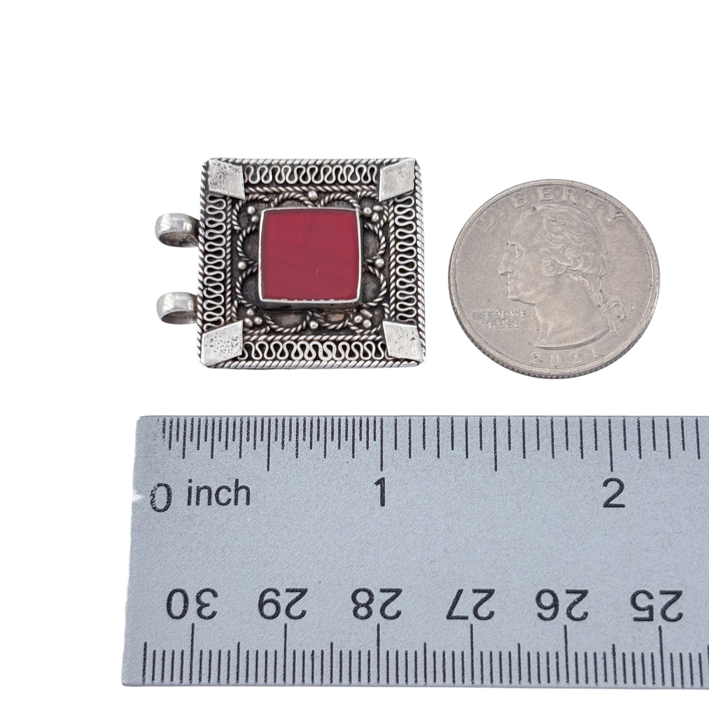 Vintage Kuchi Sterling Silver 925 Carnelian Pendant