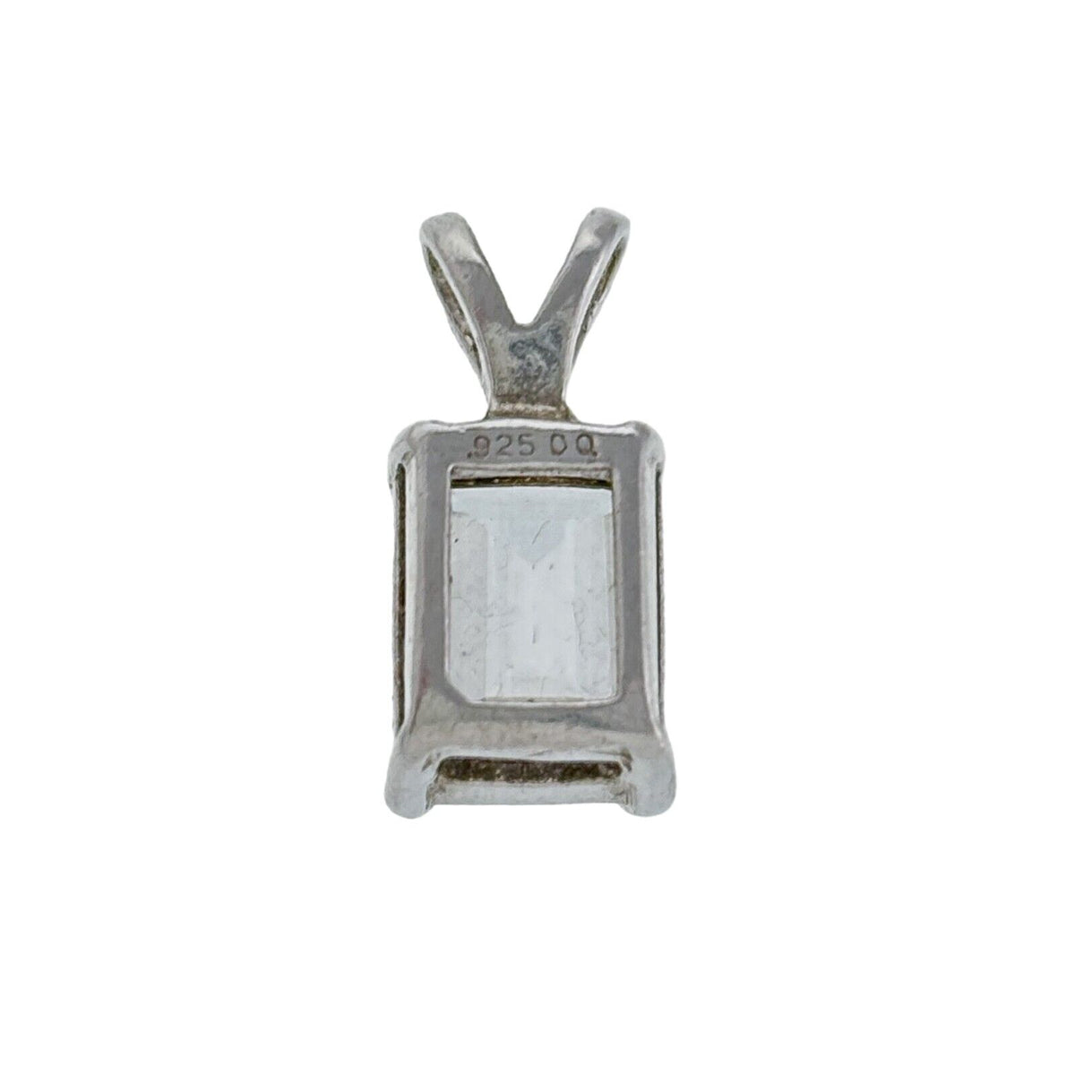 Vintage Sterling Silver 925 Emerald Cut Cubic Zirconia Pendant