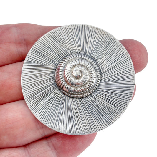 Vintage Sterling Silver 925 Spiral Disk Pendant