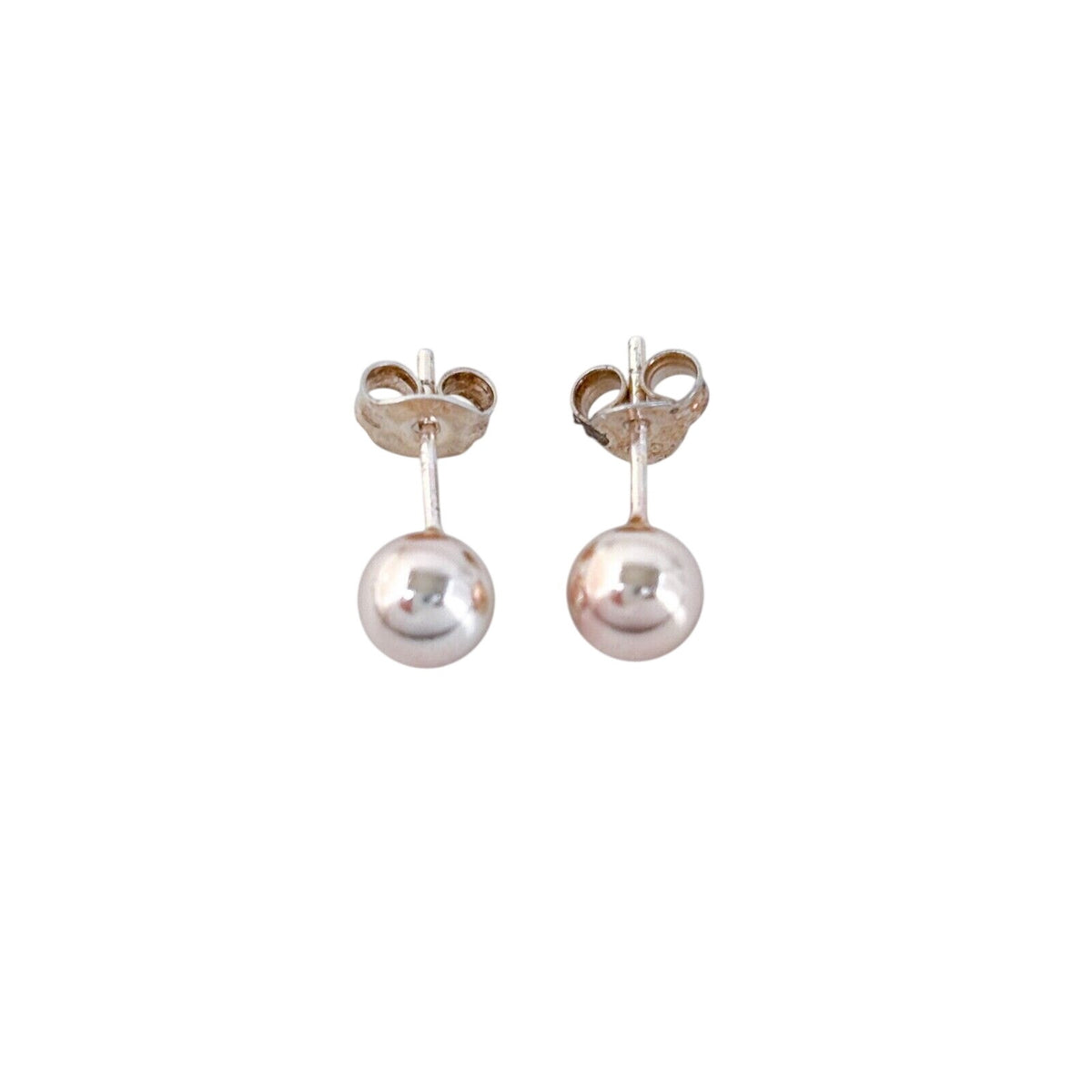 Vintage Sterling Silver 925 Rose Gold-Tone 6mm Ball Stud Earrings