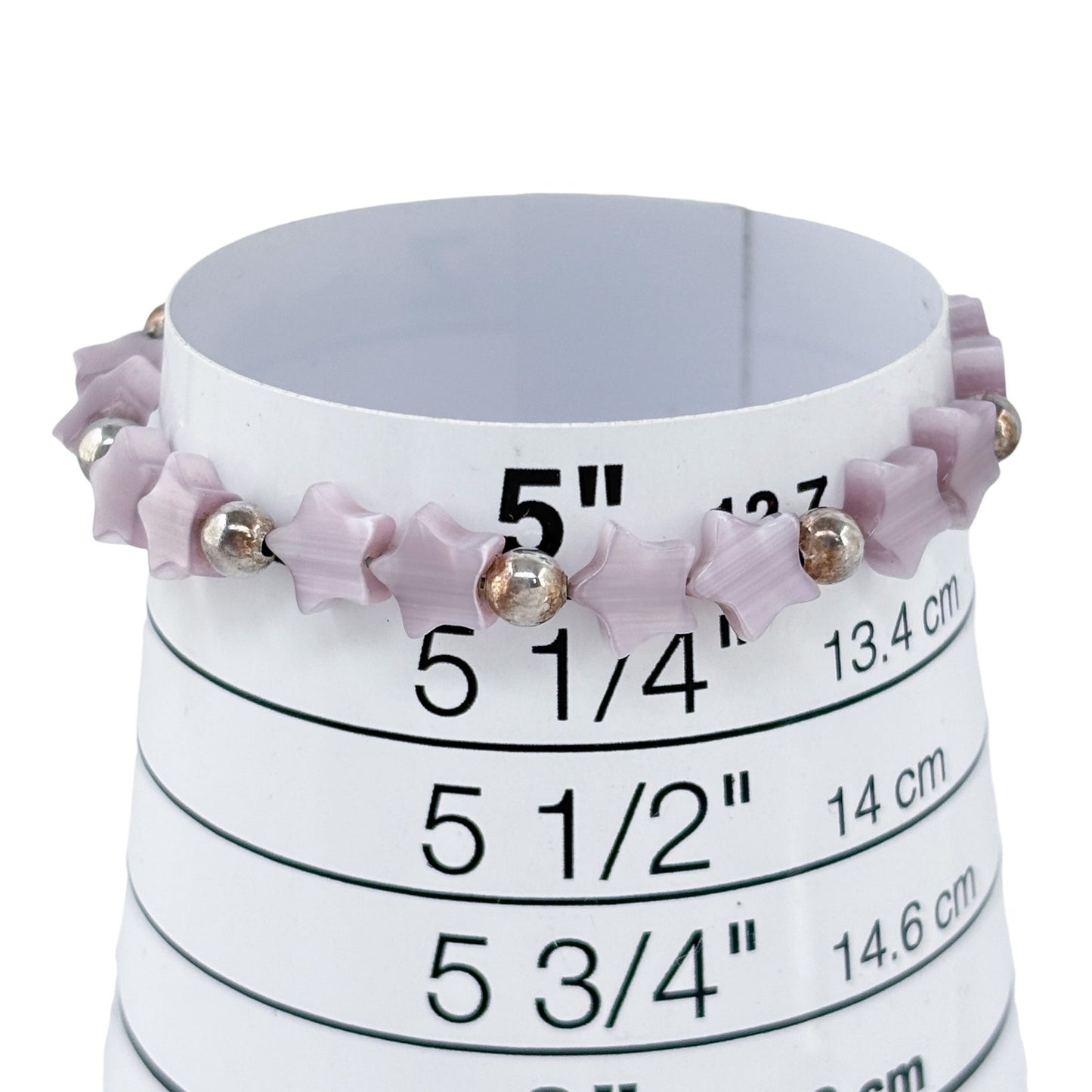 Child's Estate Sterling Silver 925 Purple Mother of Pearl Star Bracelet 5.5"