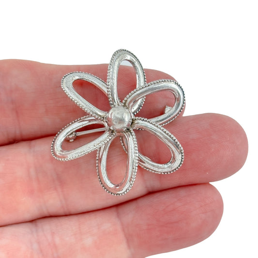 Vintage Sterling Silver 925 Flower Brooch
