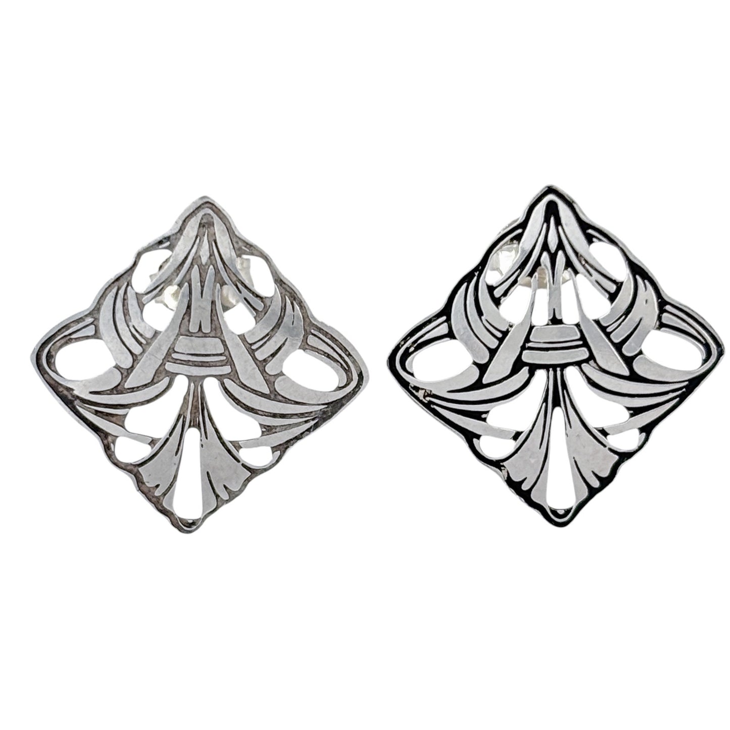 Vintage Sterling Silver 925 Openwork Art Deco Earrings