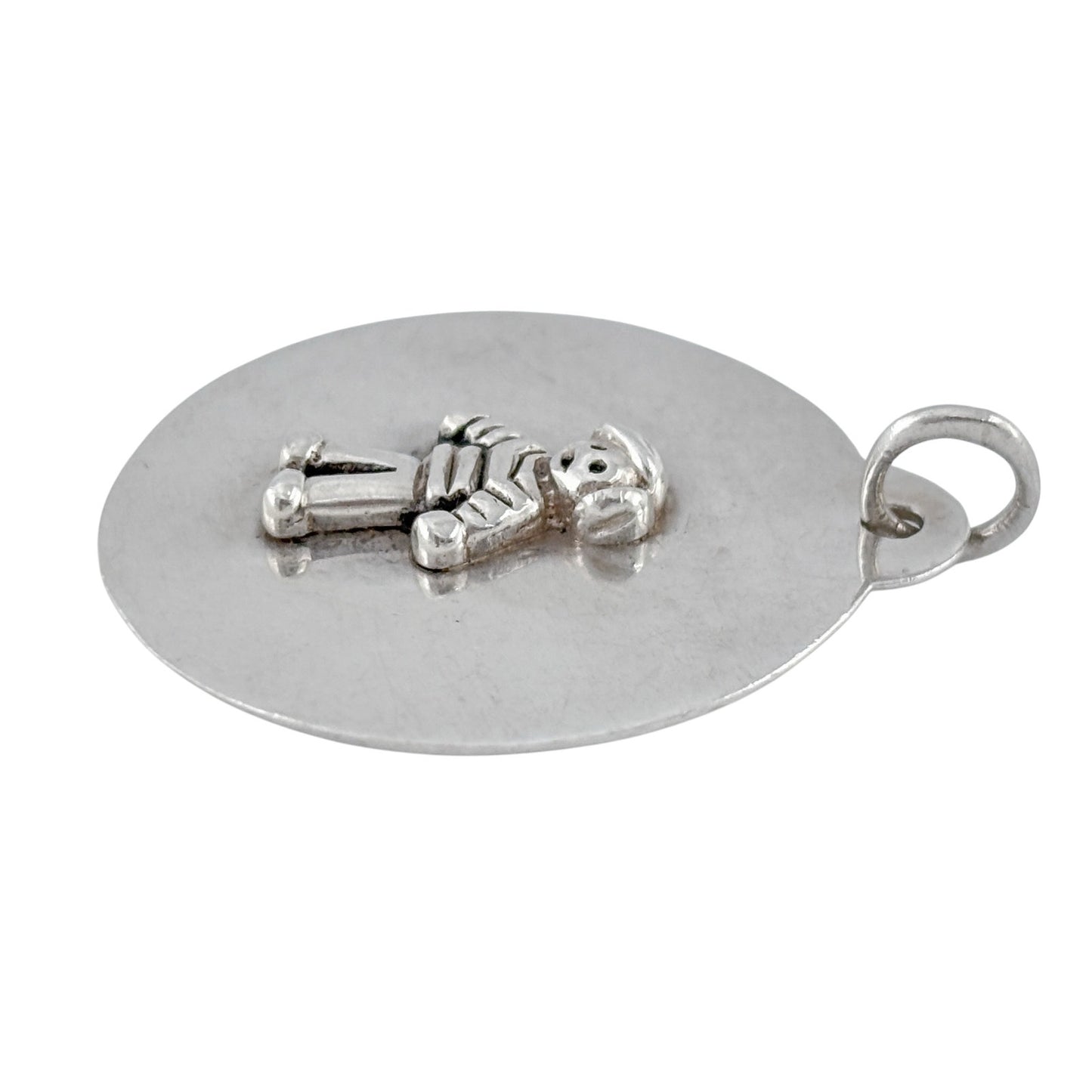 Vintage Sterling Silver 925 Child Figurine Disk Pendant