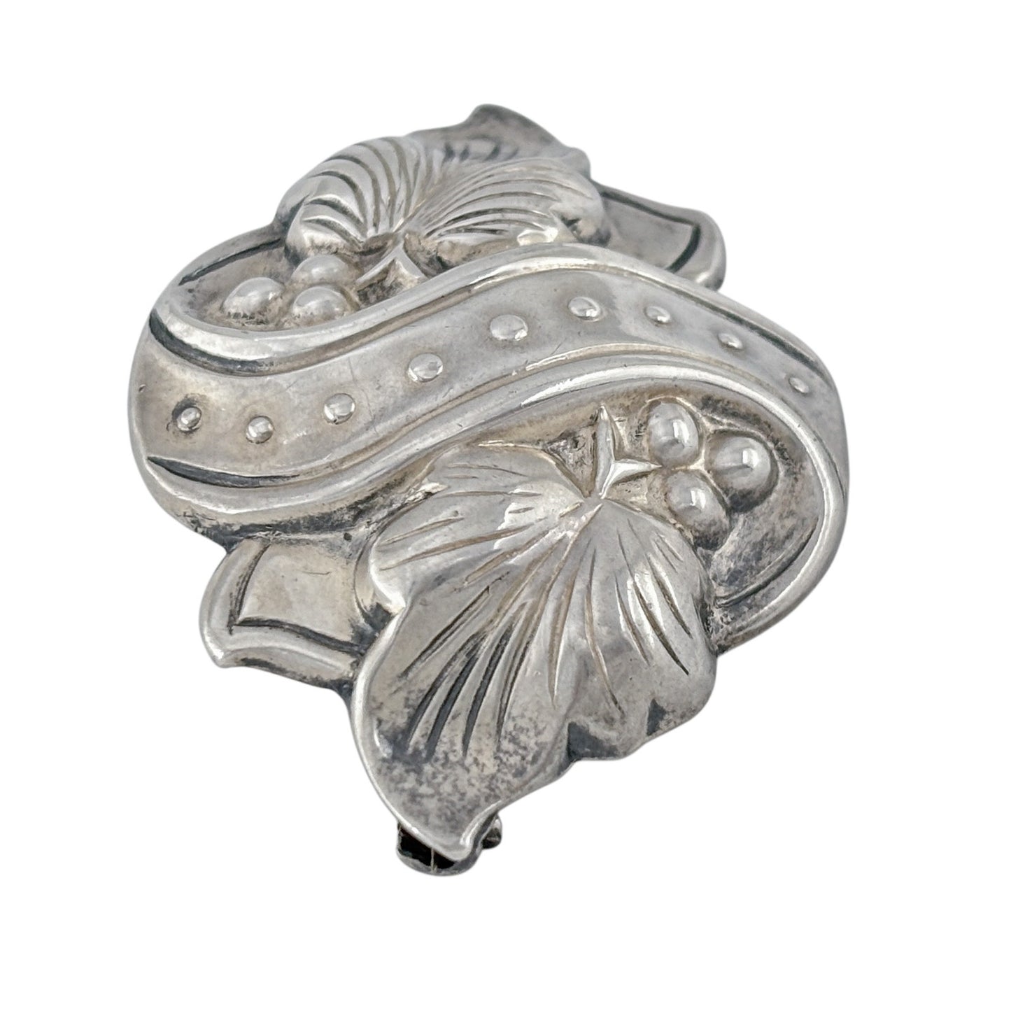 Vintage Sterling Silver 925 Floral Leaf Berry Brooch