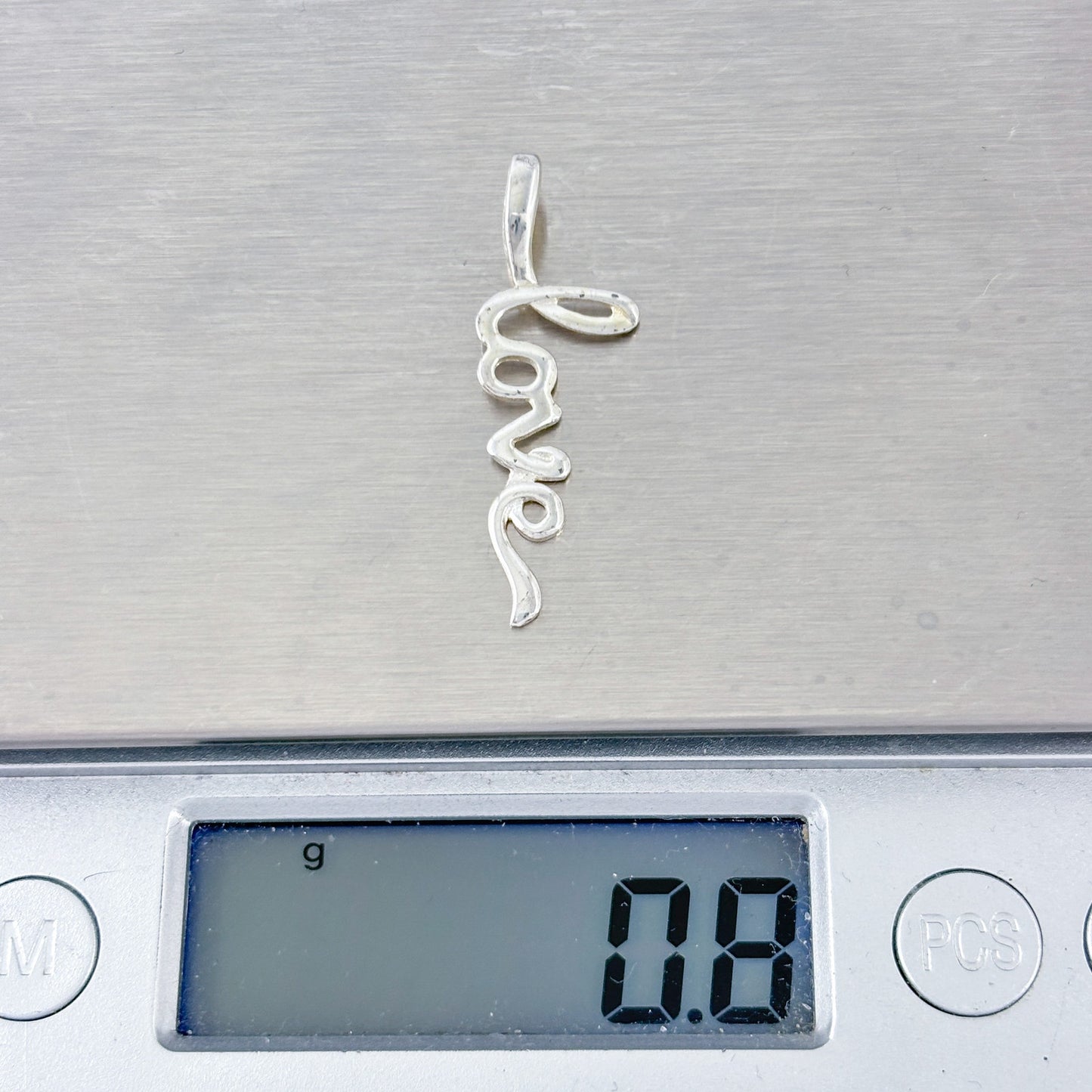 Vintage Sterling Silver 925 Love Script Pendant