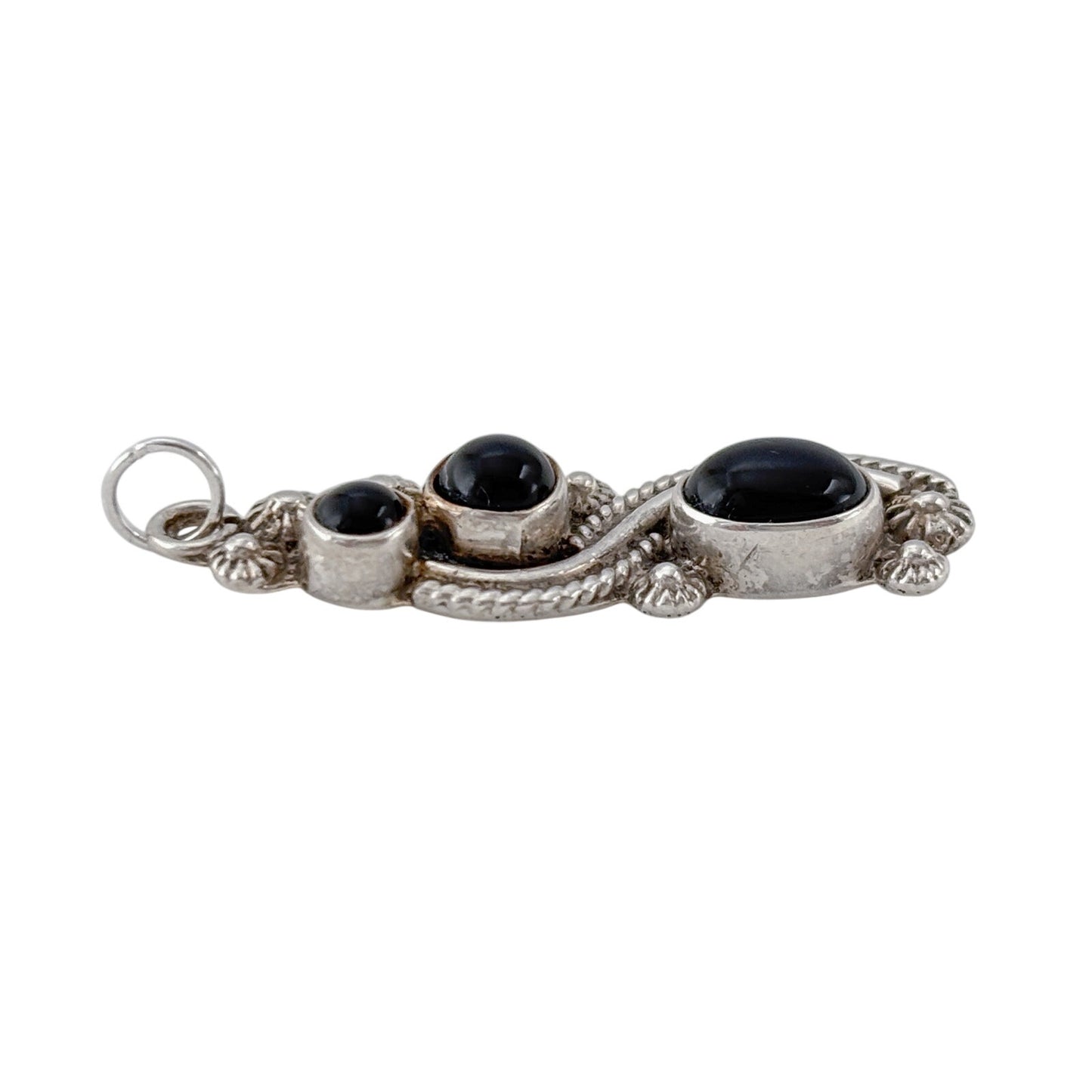 Vintage Sterling Silver 925 Onyx Pendant