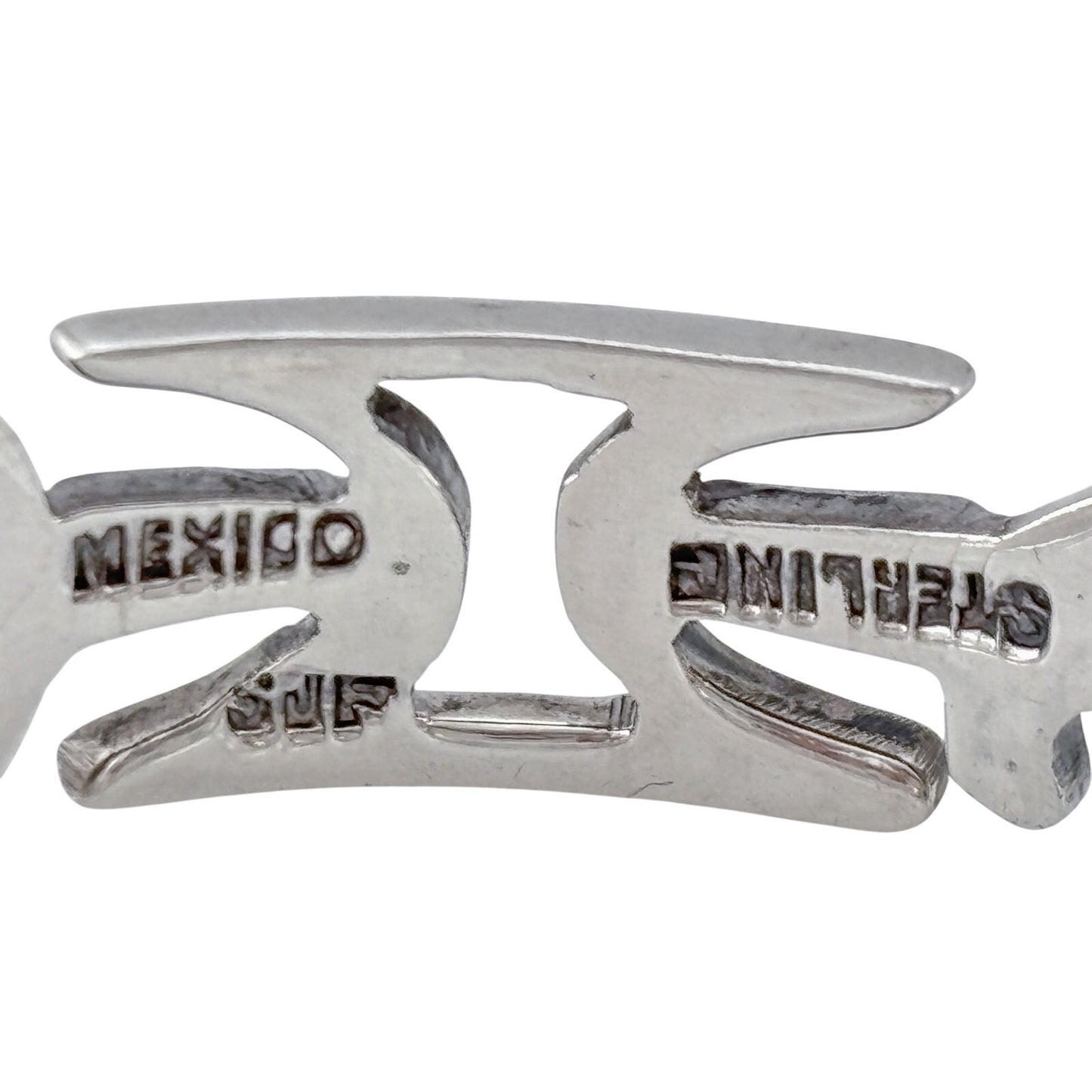 Vintage Mexico Taxco Sterling Silver 925 Abstract Link Bracelet 6.5"