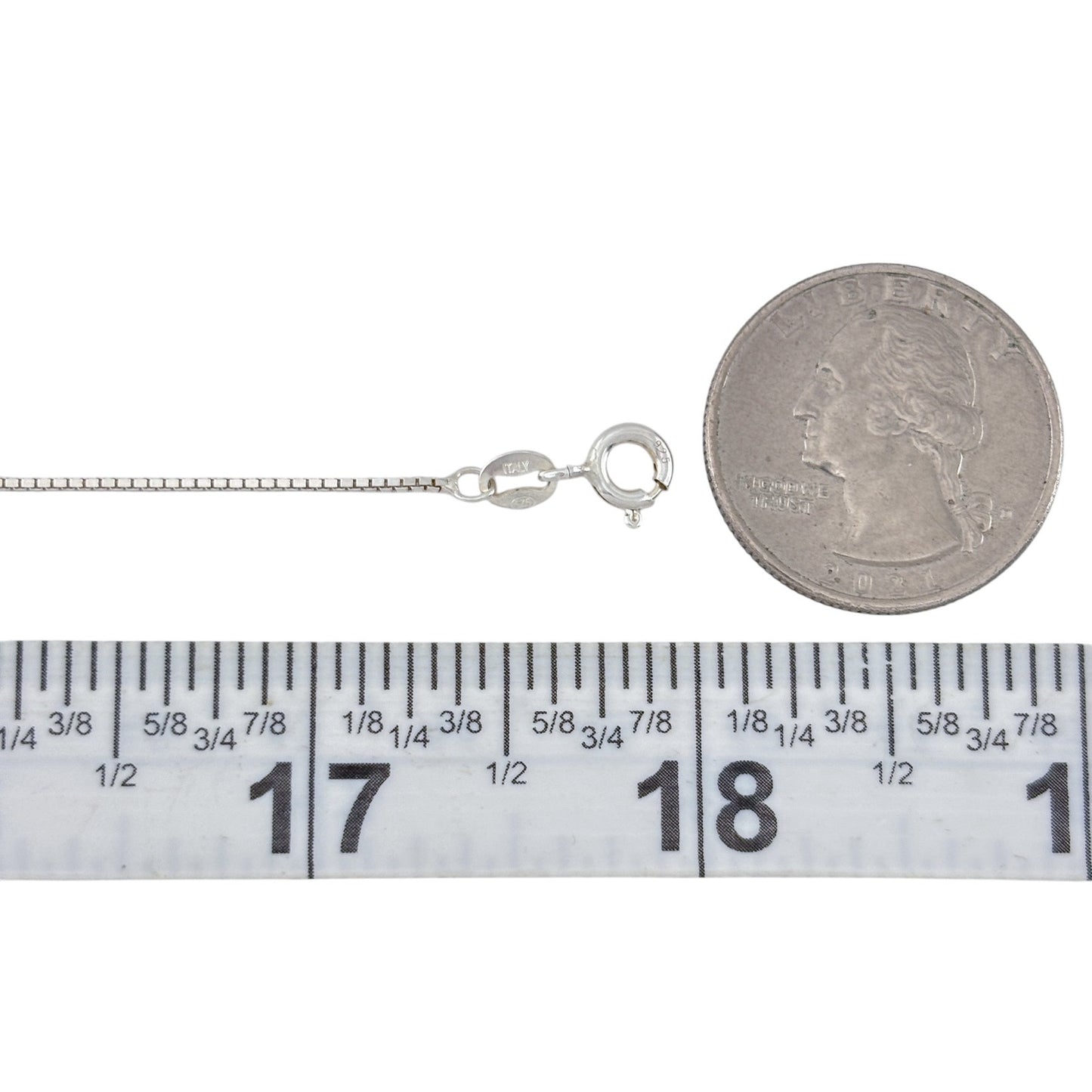 Vintage Italian Sterling Silver 925 Box Chain Necklace 18"