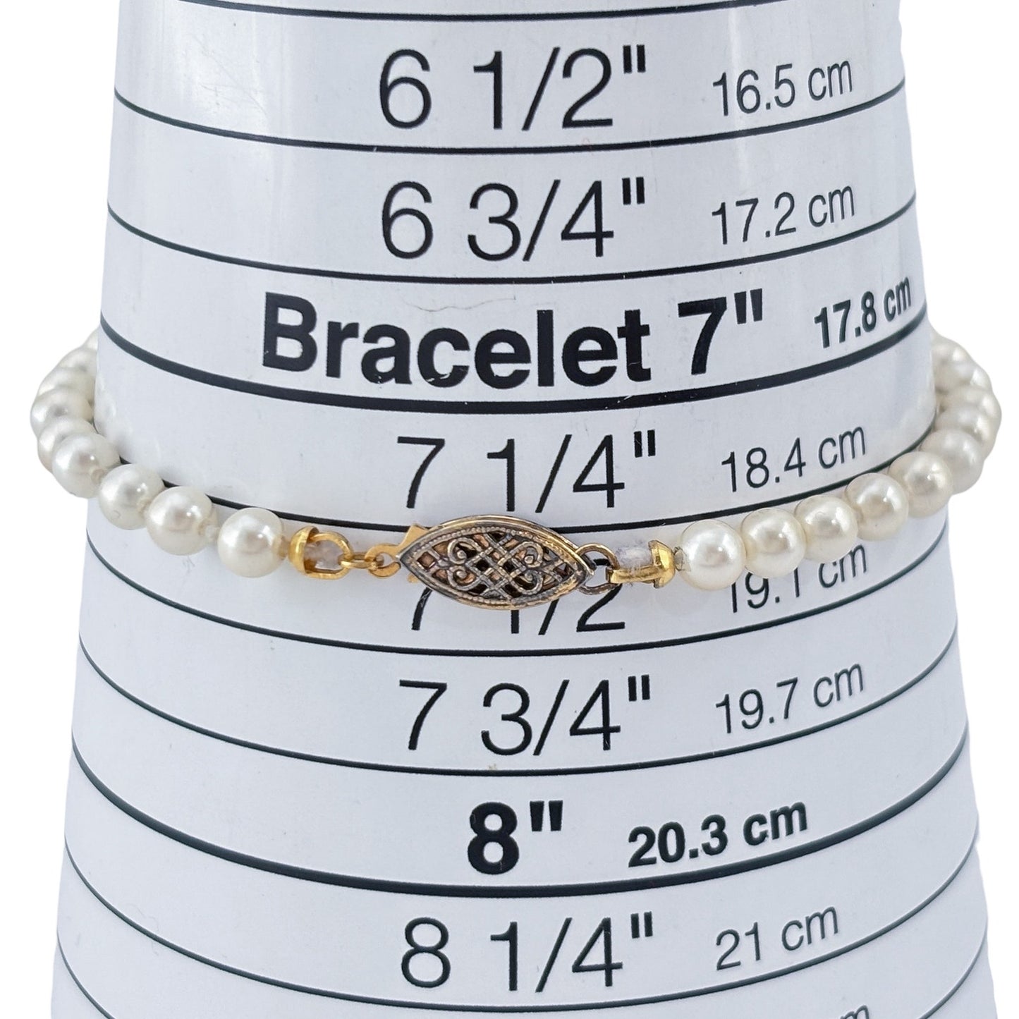 Vintage Gold-Tone Sterling Silver 925 Pearl Bracelet 7.5"