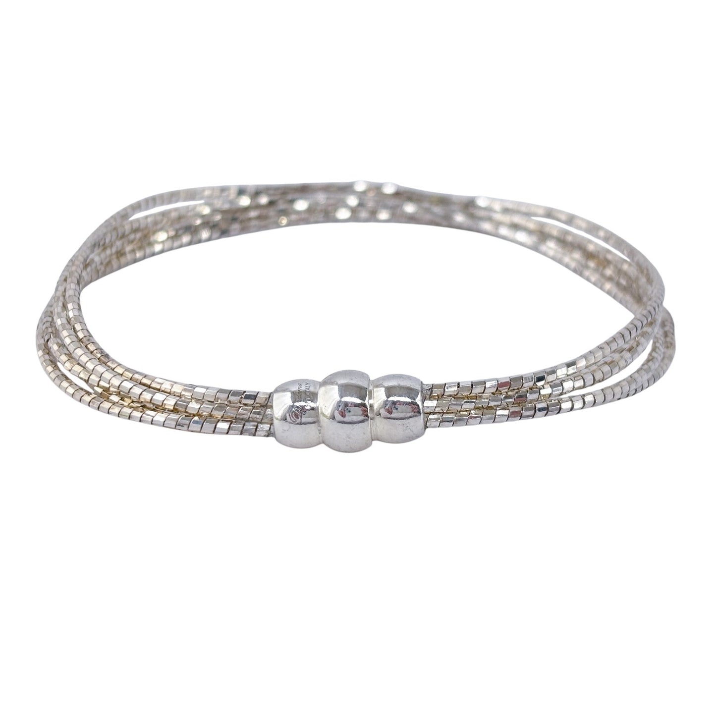 Estate Italy Dyadema Sterling Silver 925 5-Strand Bead Chain Bracelet 6.75"