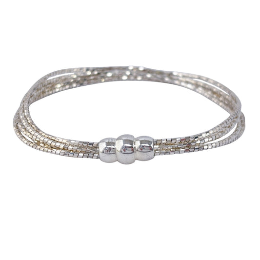 Estate Italy Dyadema Sterling Silver 925 5-Strand Bead Chain Bracelet 6.75"